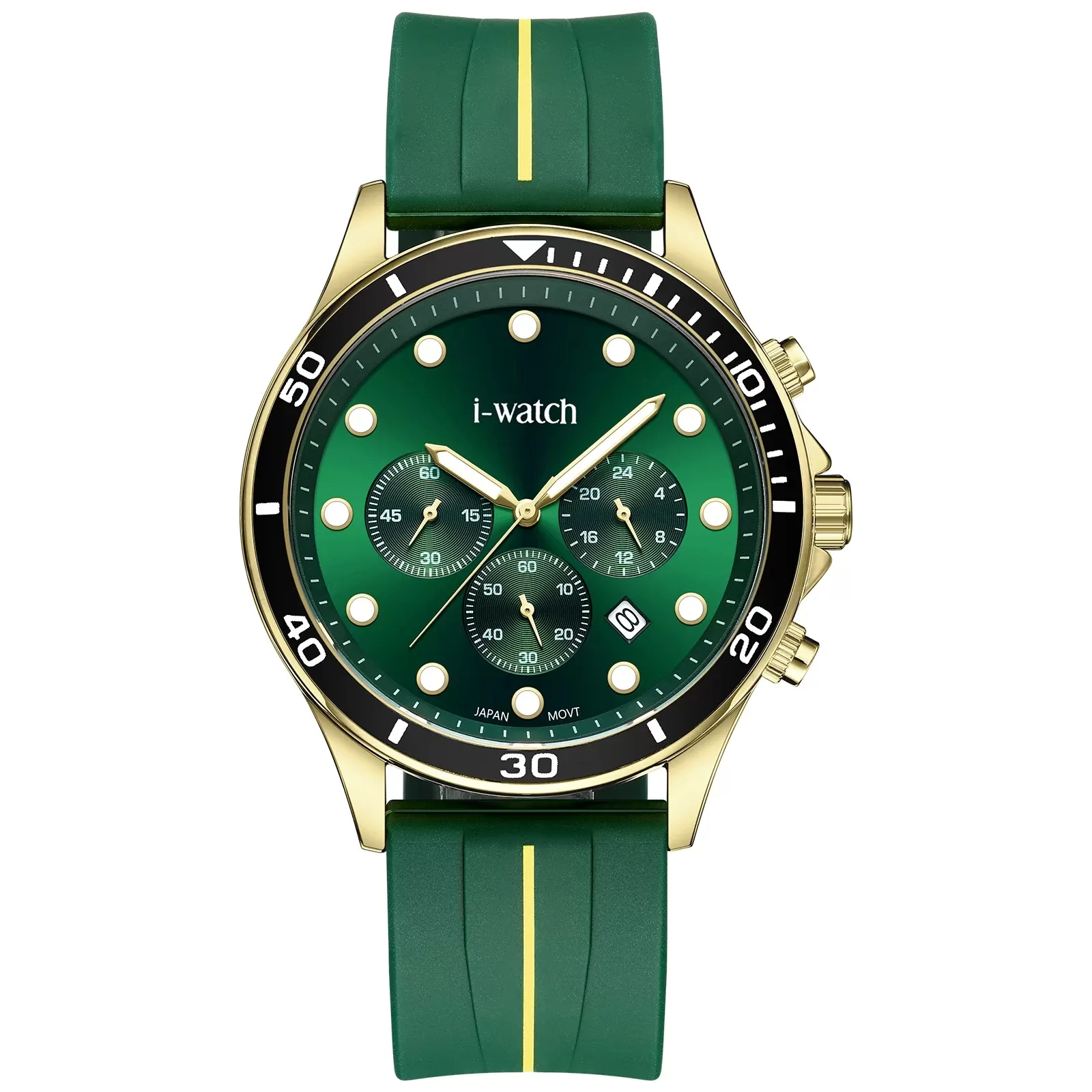 ساعت مچی مردانه برند iWatch مدل 190316M بند سیلیکونی سبز