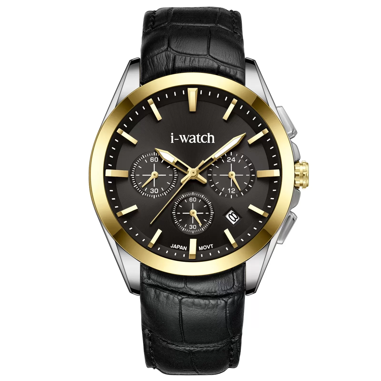ساعت مچی مردانه برند iWatch مدل 190319M بند چرم مشکی