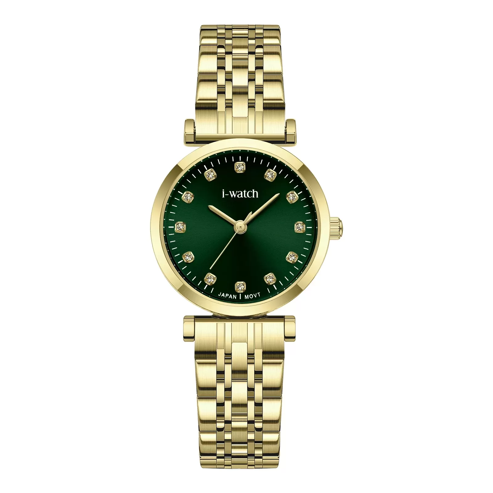 ساعت مچی زنانه iWatch مدل 190286L بند استیل طلایی