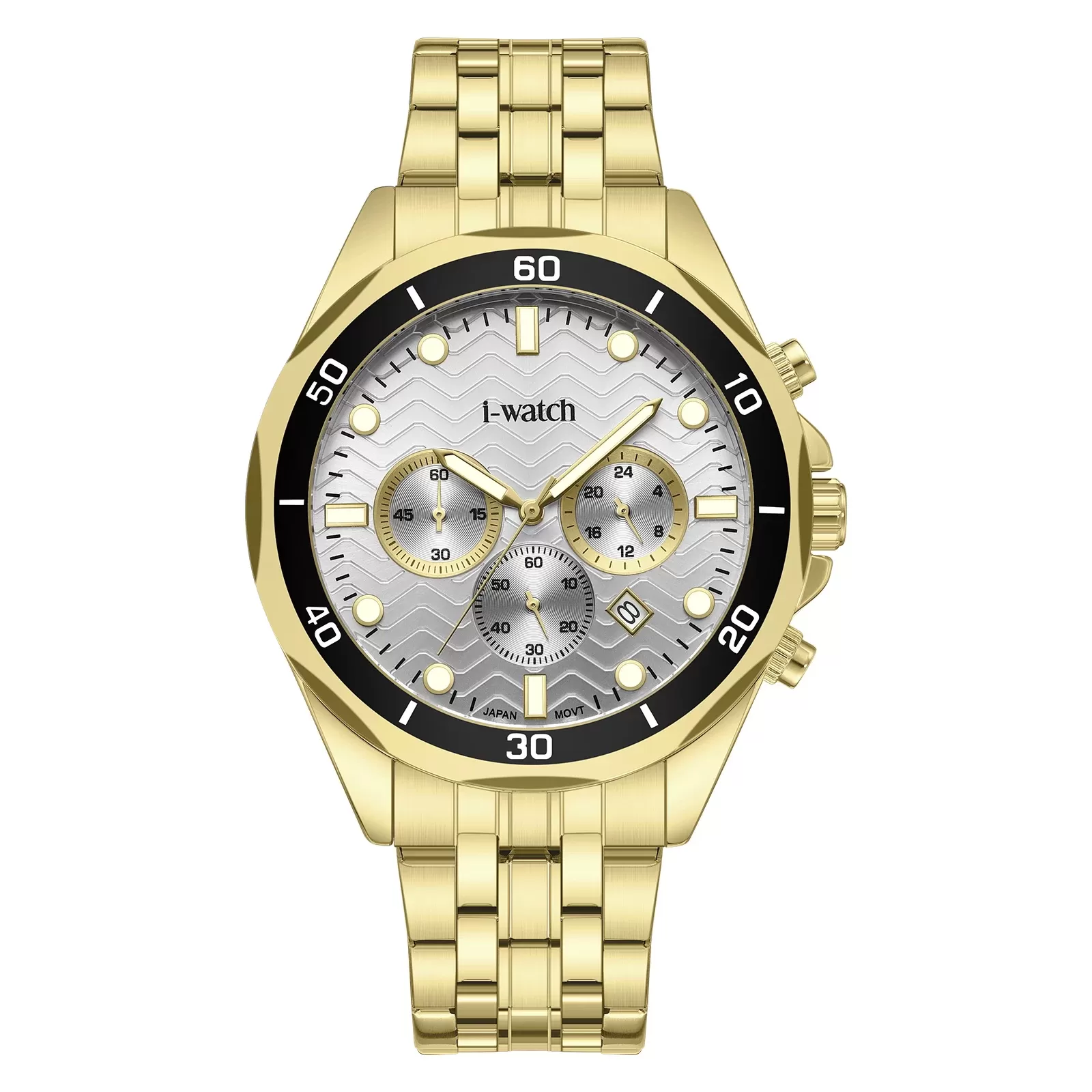 ساعت مچی مردانه برند iWatch مدل 195306M بند استیل طلایی