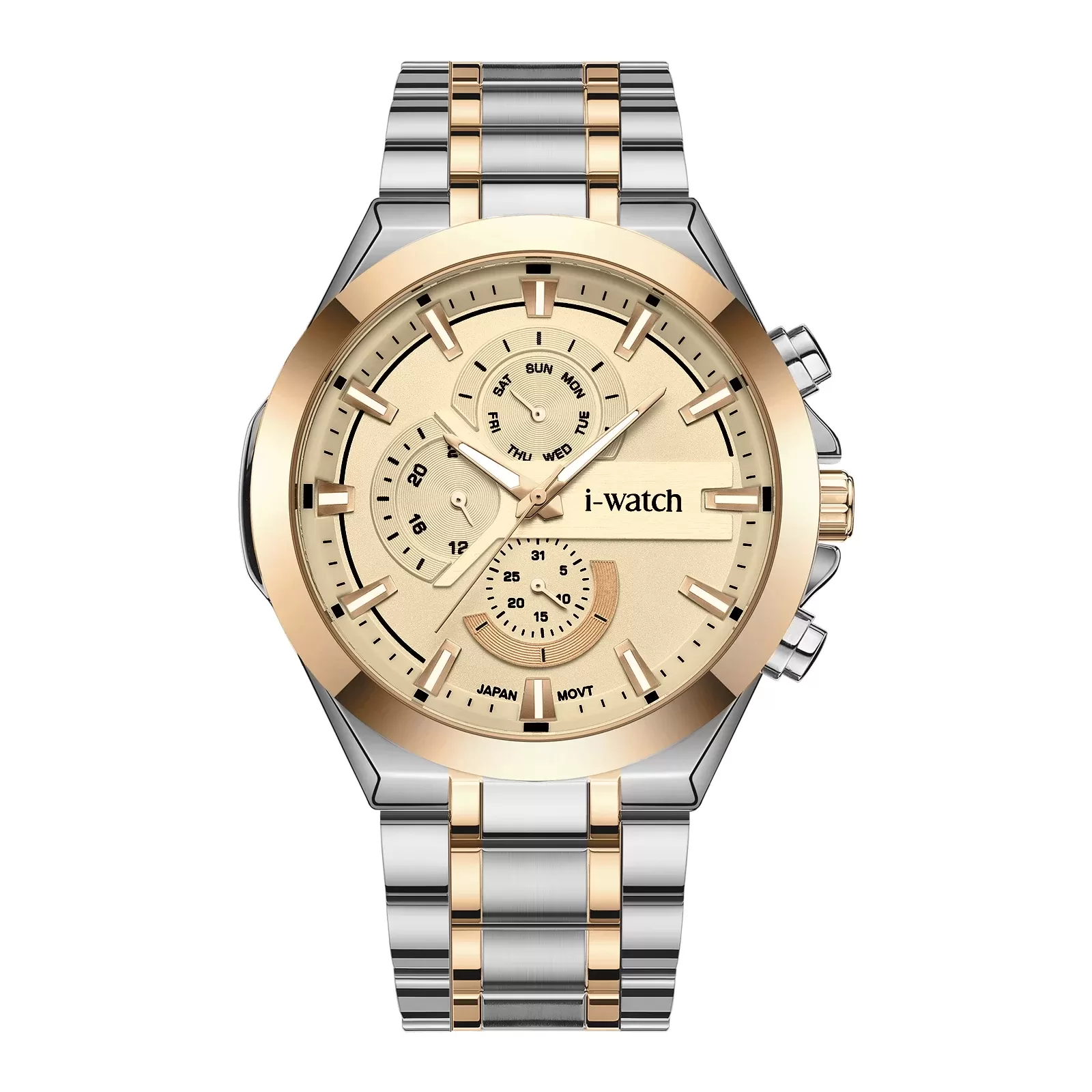 ساعت مچی مردانه برند iWatch مدل 190324M طلایی و سفید