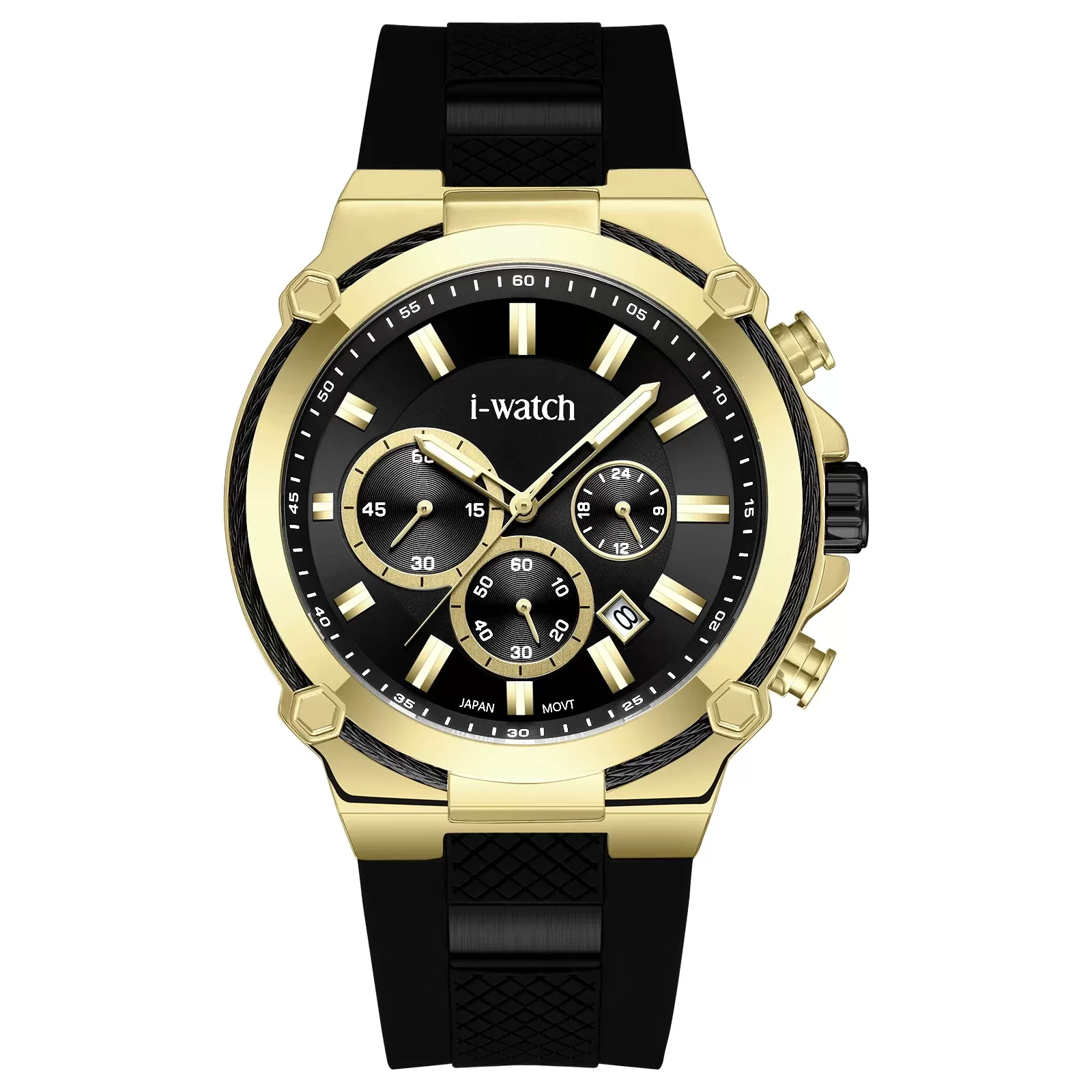 ساعت مچی iWatch مدل 190312M بند سیلیکونی سبز و بدنه طلایی