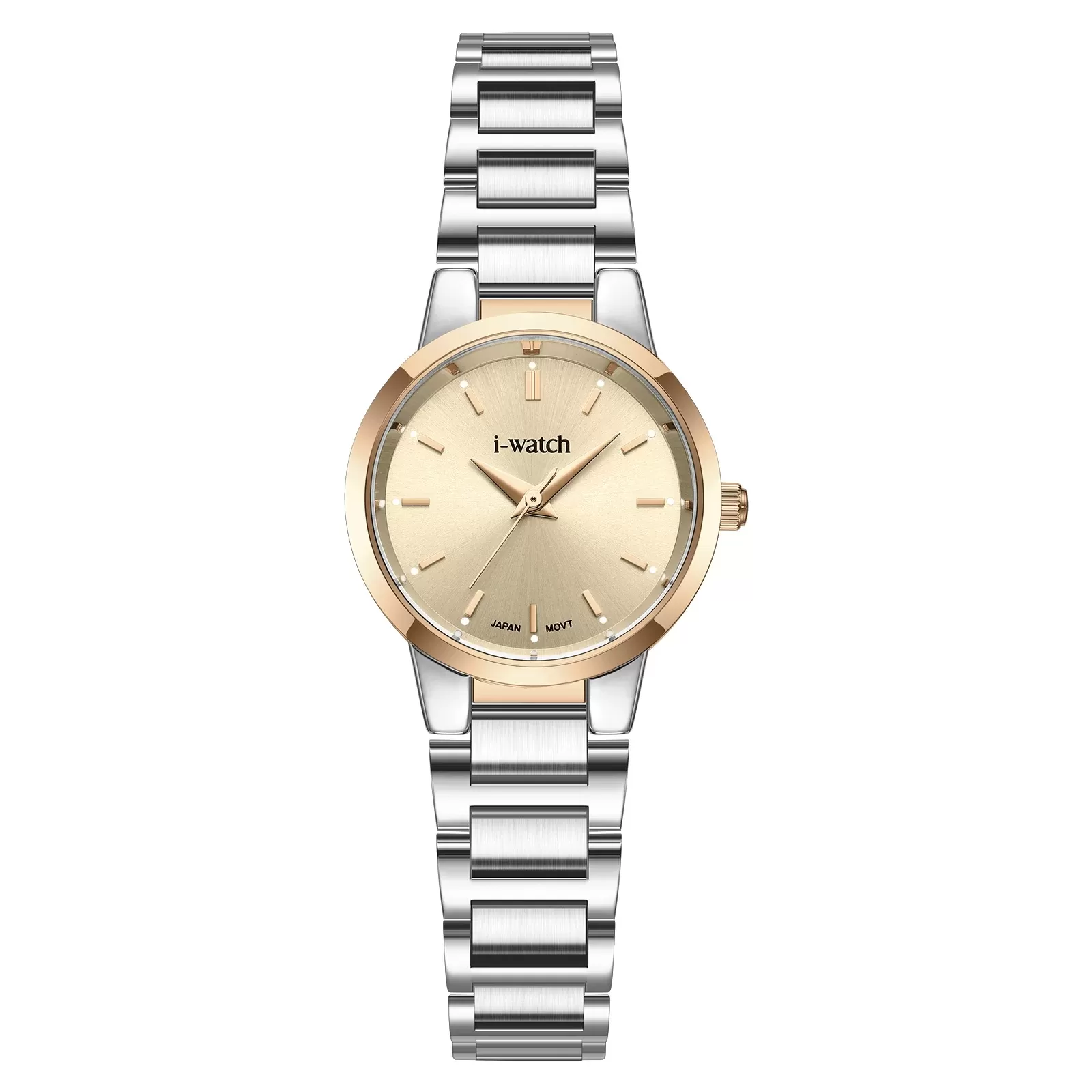 ساعت مچی زنانه iWatch مدل 190285L بند استیل طلایی
