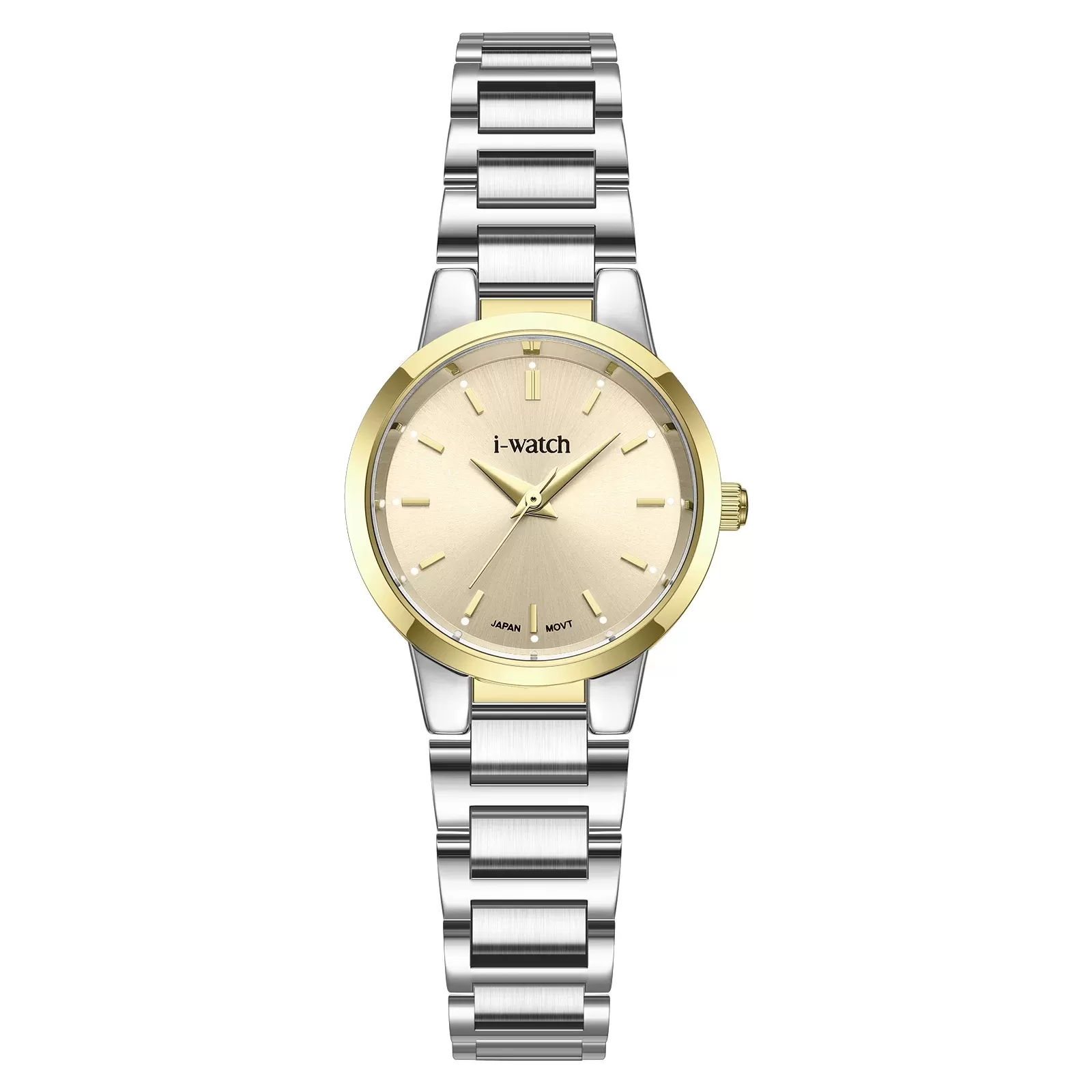 ساعت مچی زنانه iWatch مدل 190285L بند استیل طلایی