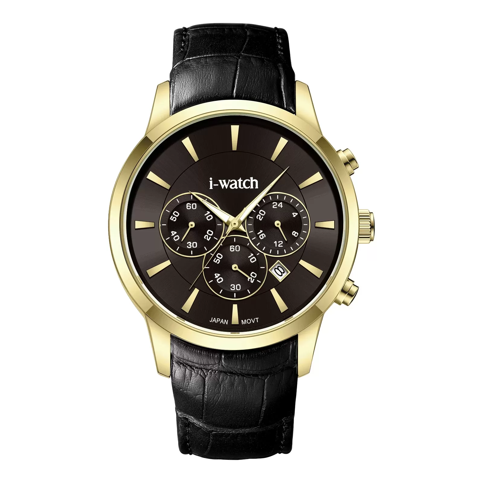 ساعت مچی مردانه برند iWatch مدل 190320M بند چرم مشکی