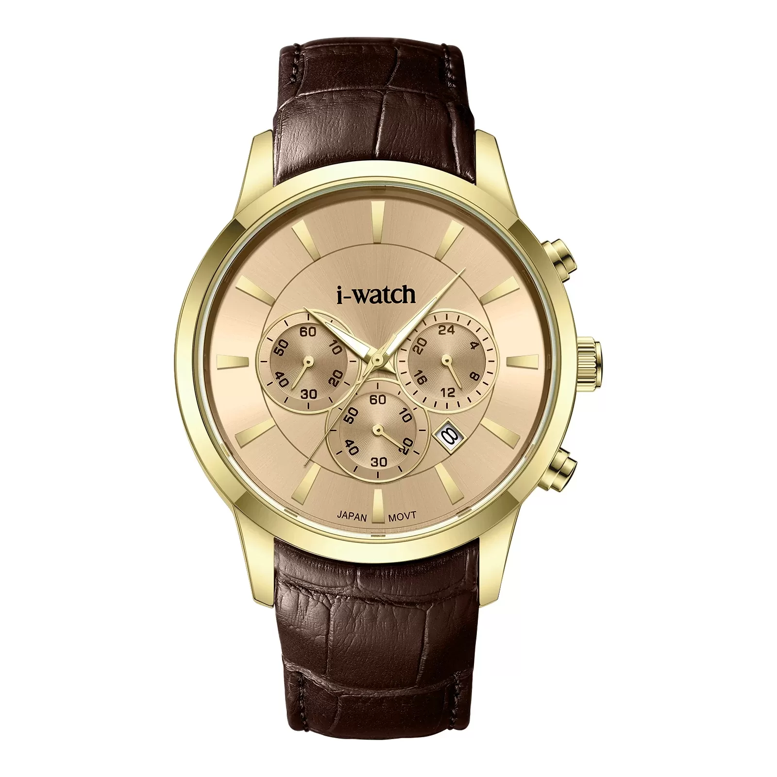 ساعت مچی مردانه برند iWatch مدل 190320M بند چرم مشکی