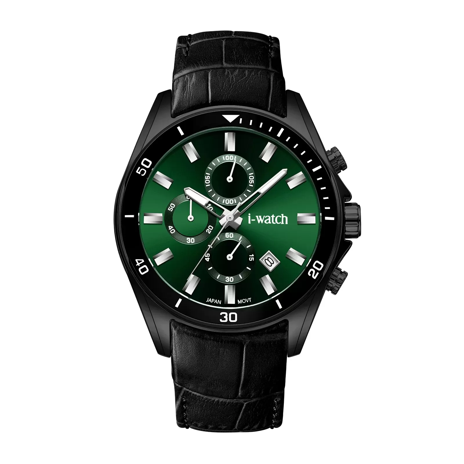 ساعت مچی مردانه iWatch مدل 190318M بند چرمی سبز