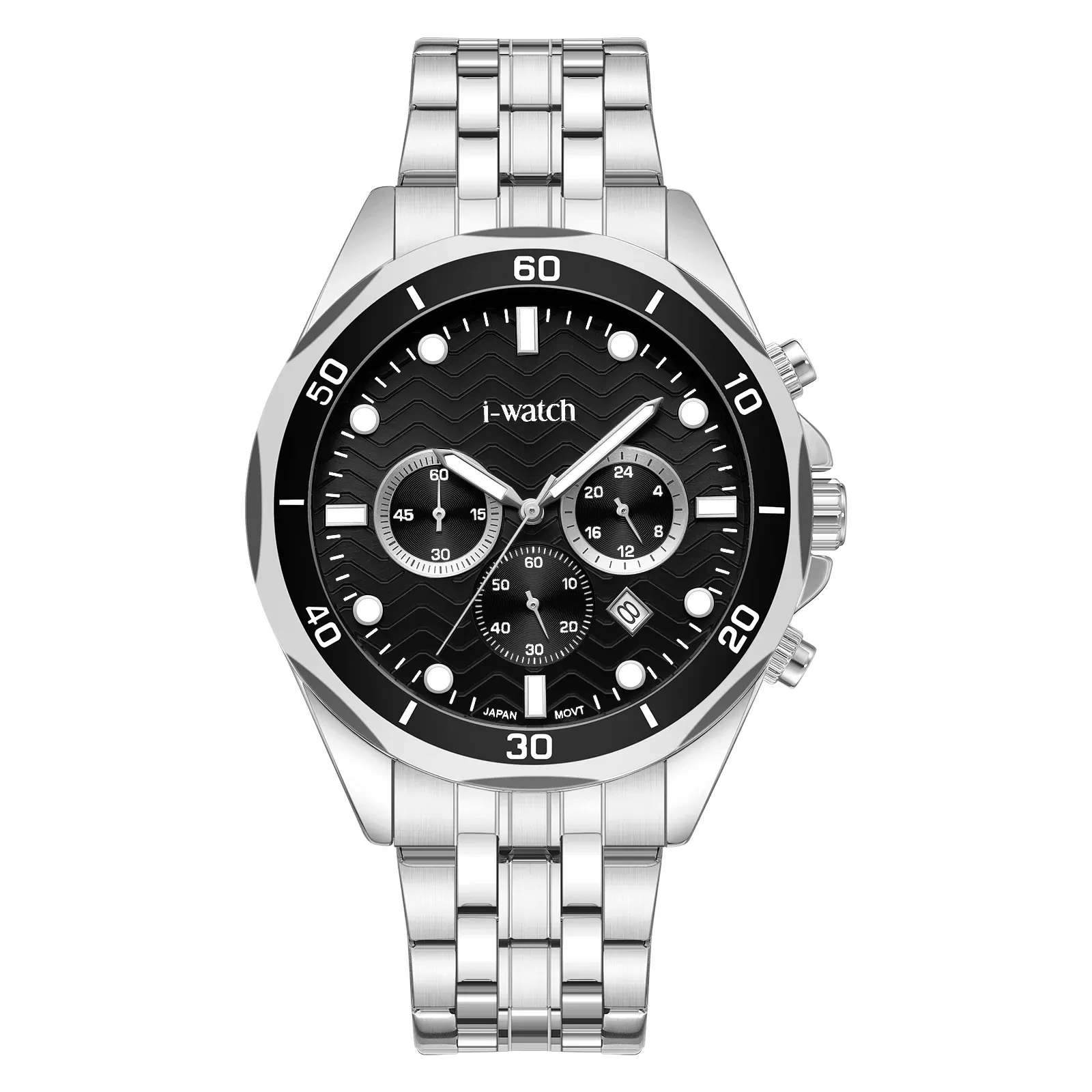 ساعت مچی مردانه برند iWatch مدل 195306M بند استیل طلایی