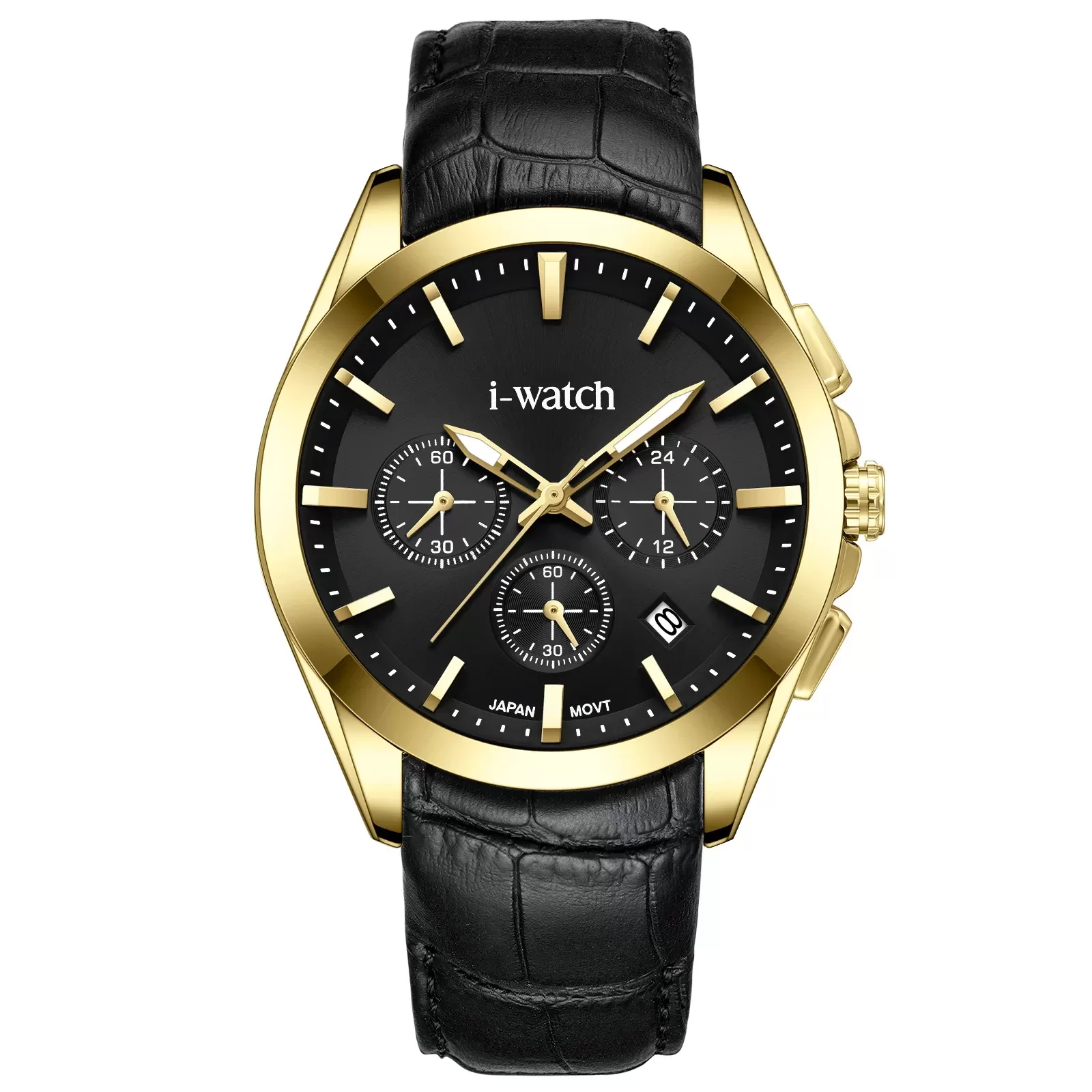 ساعت مچی مردانه برند iWatch مدل 190319M بند چرم مشکی