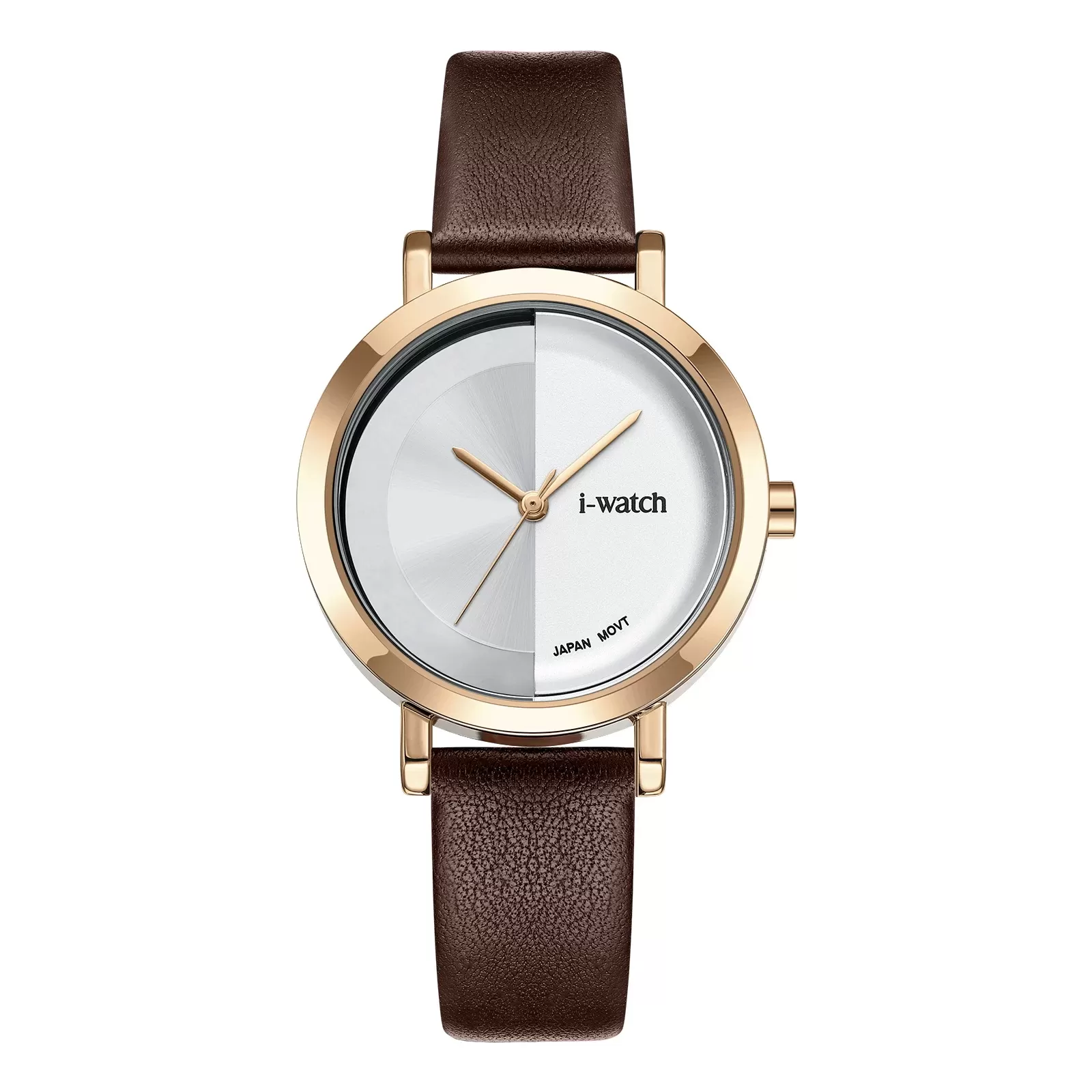 ساعت مچی iWatch مدل 190297L بند چرم مشکی و بدنه طلایی