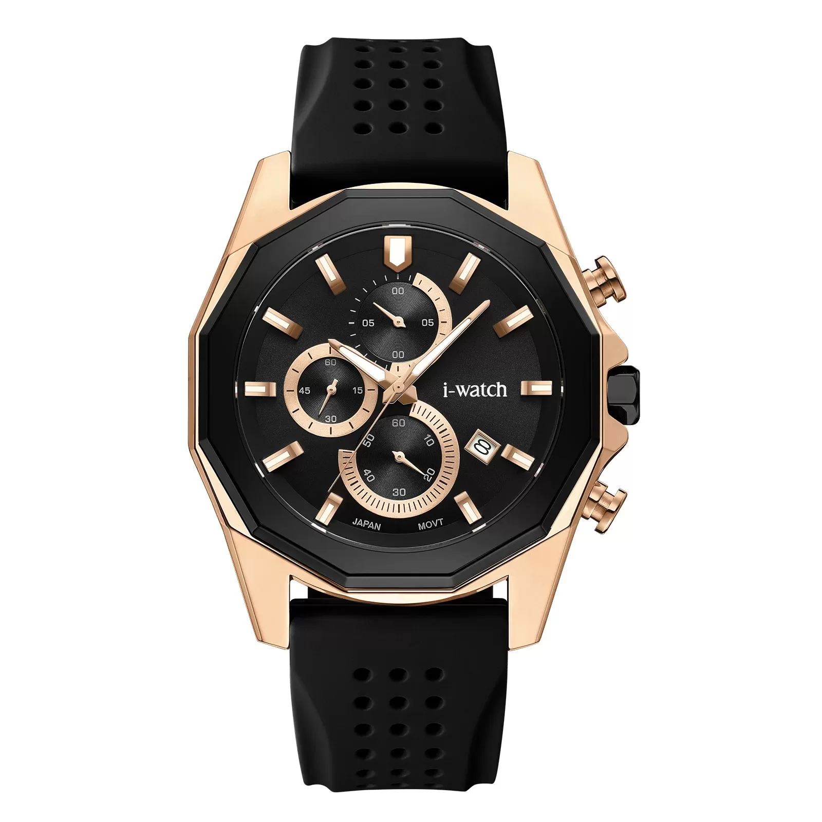 ساعت مچی مردانه iWatch مدل 190310M بند سیلیکونی سبز و بدنه طلایی