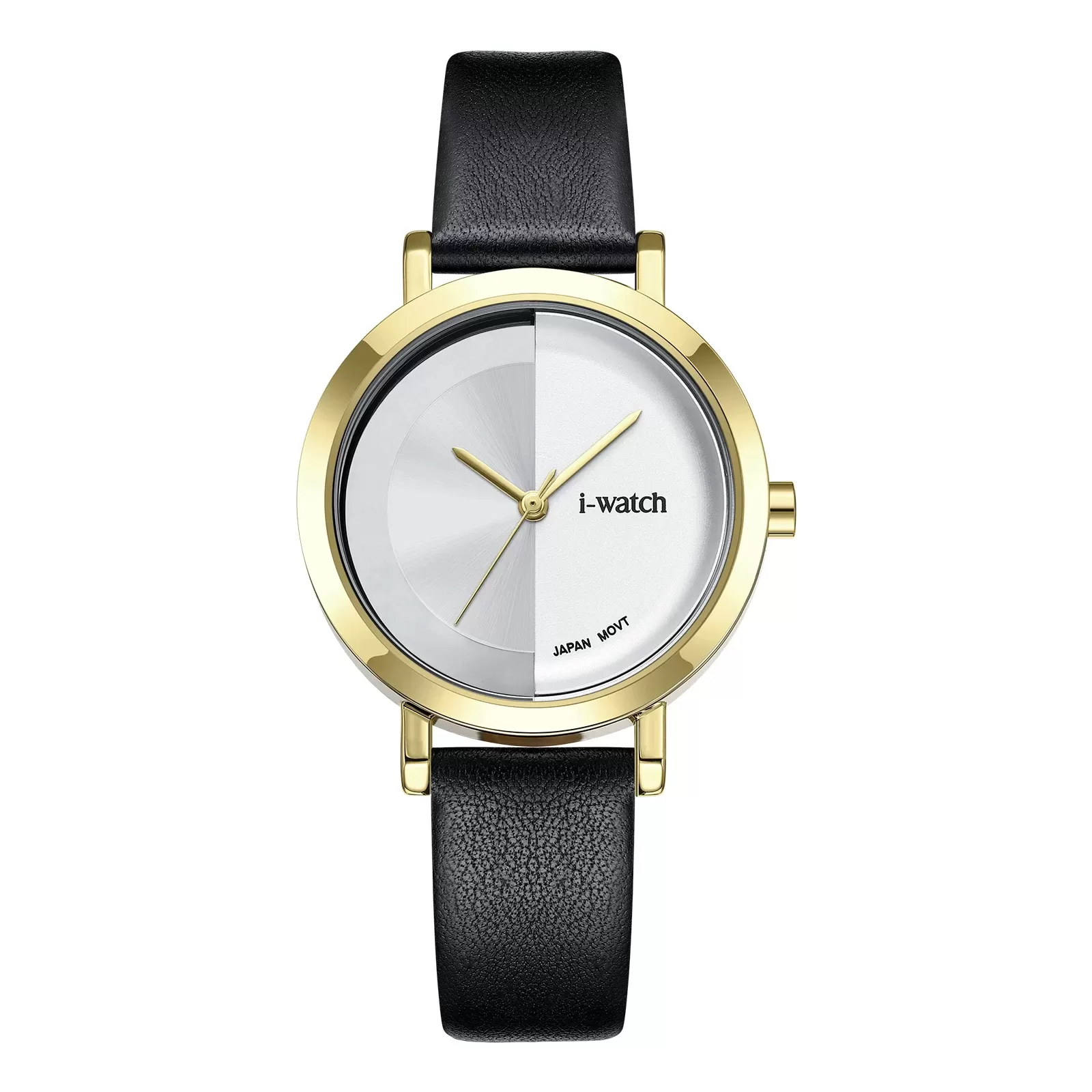 ساعت مچی iWatch مدل 190297L بند چرم مشکی و بدنه طلایی
