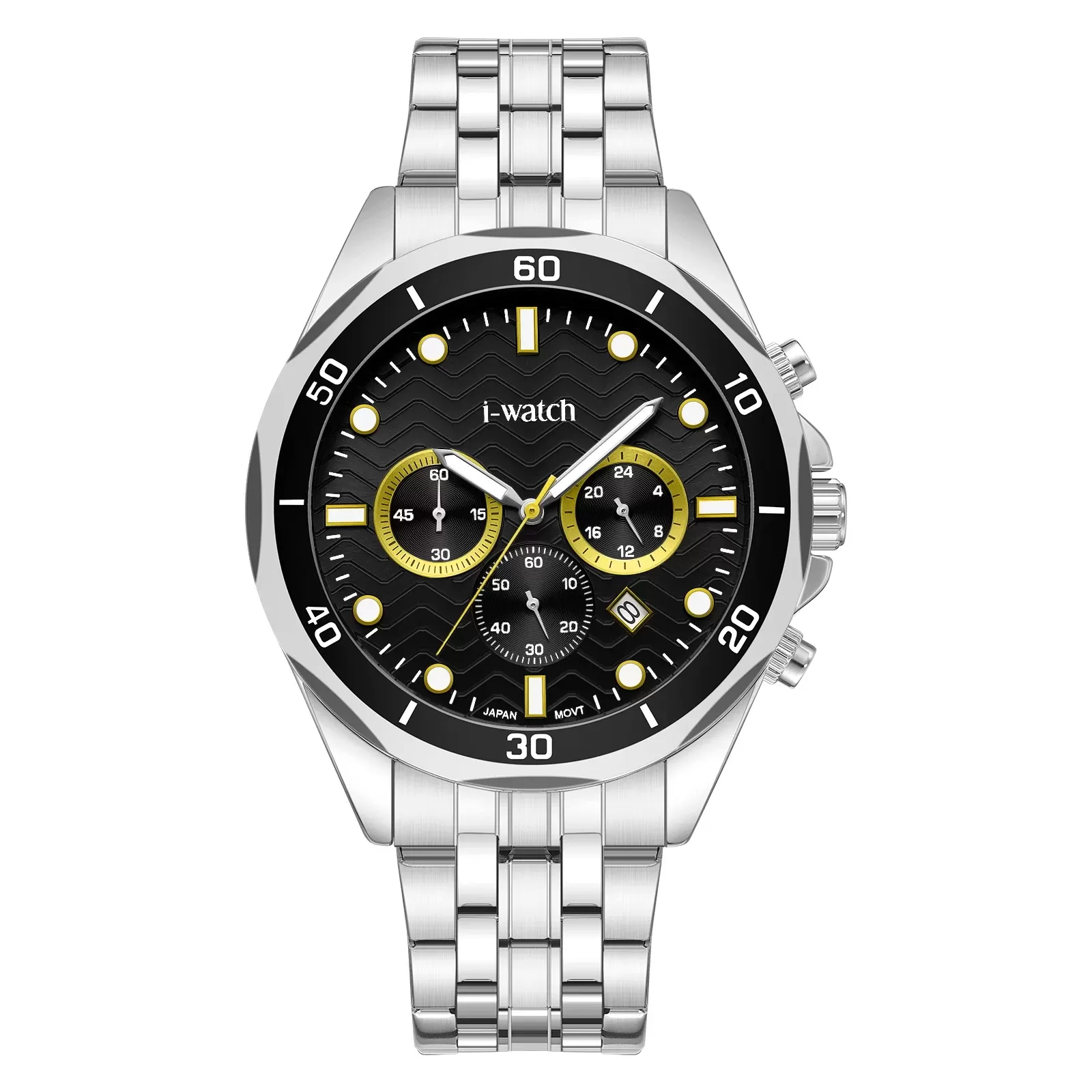 ساعت مچی مردانه برند iWatch مدل 195306M بند استیل طلایی