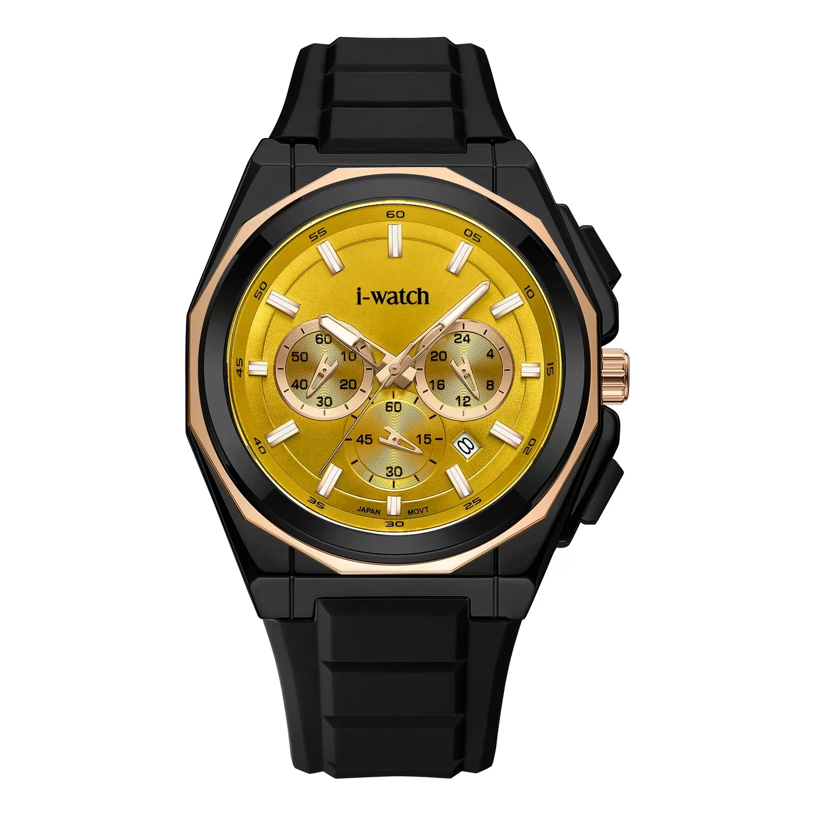 ساعت مچی iWatch مدل 190311M بند سیلیکونی سبز و بدنه طلایی