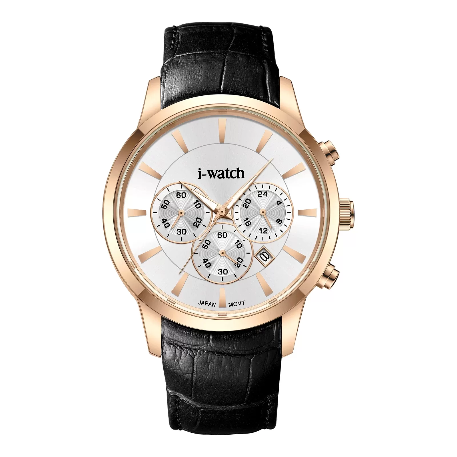 ساعت مچی مردانه برند iWatch مدل 190320M بند چرم مشکی