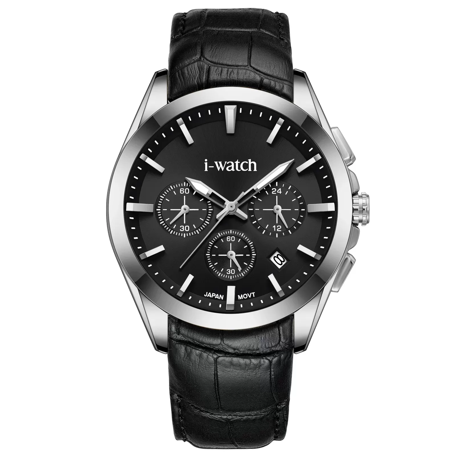 ساعت مچی مردانه برند iWatch مدل 190319M بند چرم مشکی