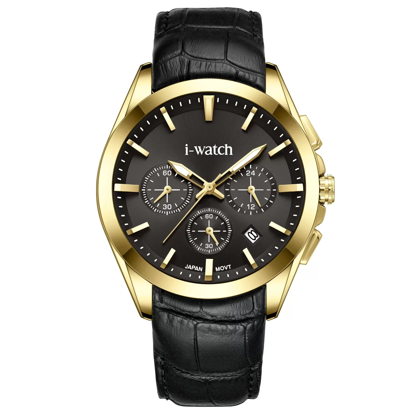 ساعت مچی مردانه برند iWatch مدل 190319M بند چرم مشکی