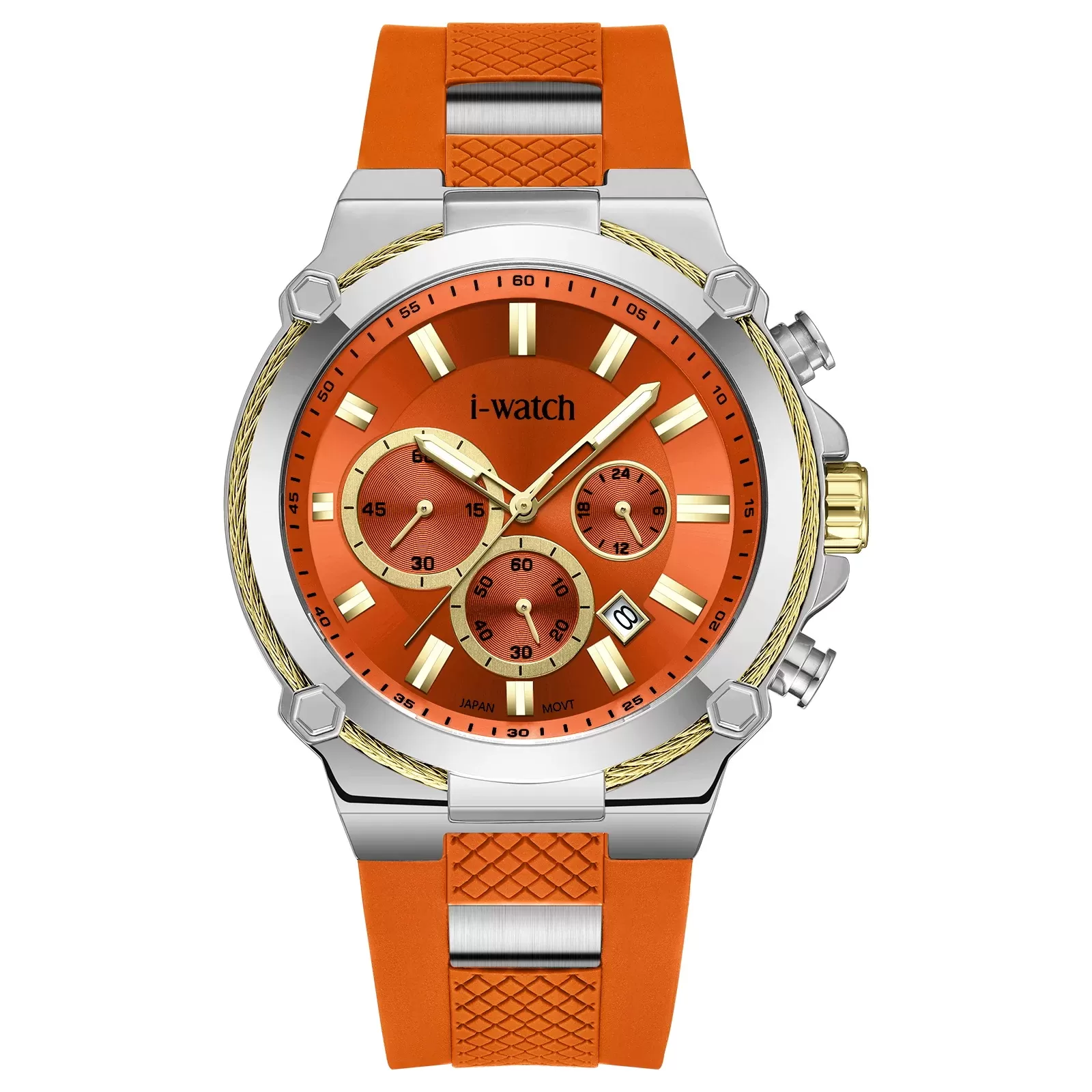 ساعت مچی iWatch مدل 190312M بند سیلیکونی سبز و بدنه طلایی