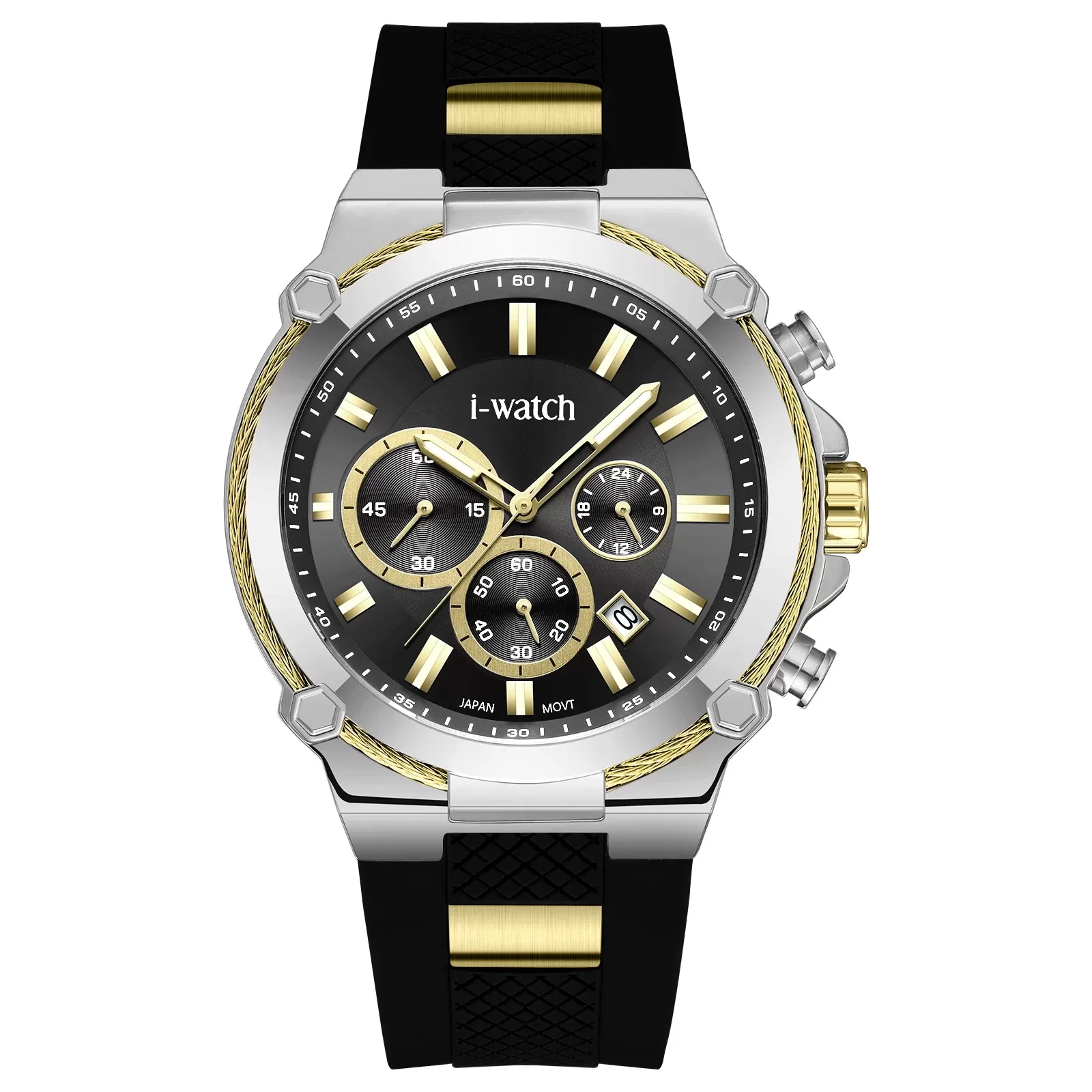 ساعت مچی iWatch مدل 190312M بند سیلیکونی سبز و بدنه طلایی
