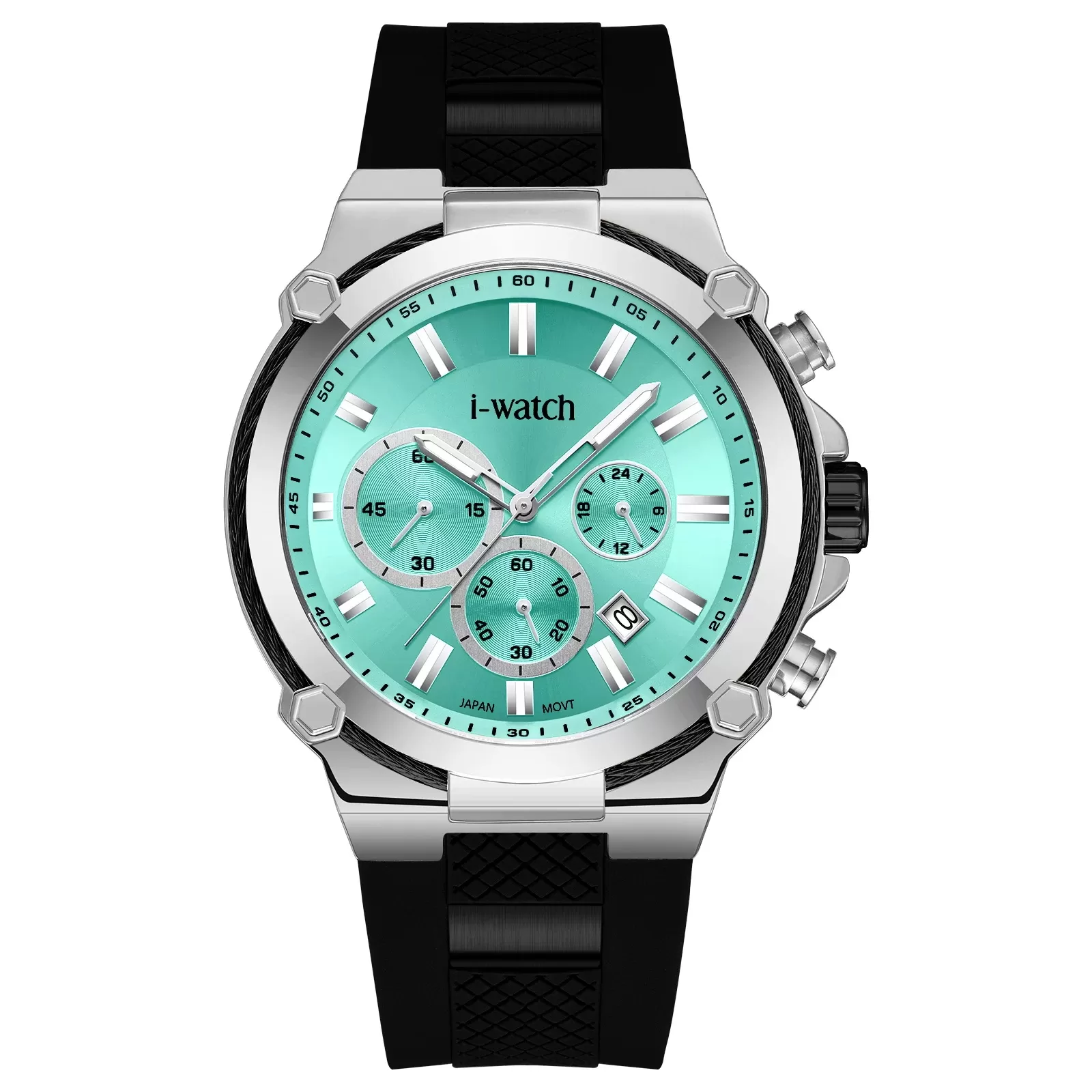 ساعت مچی iWatch مدل 190312M بند سیلیکونی سبز و بدنه طلایی