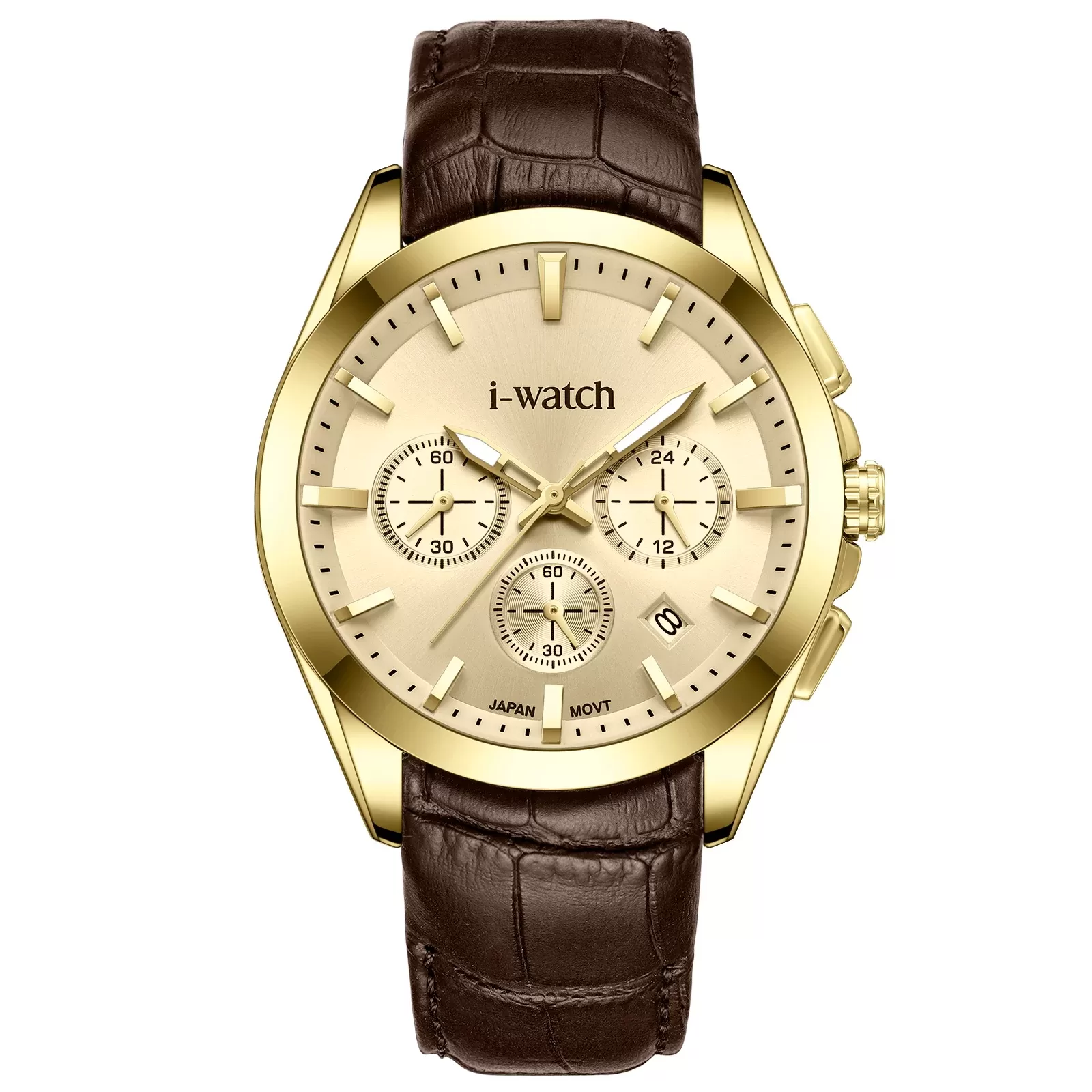 ساعت مچی مردانه برند iWatch مدل 190319M بند چرم مشکی