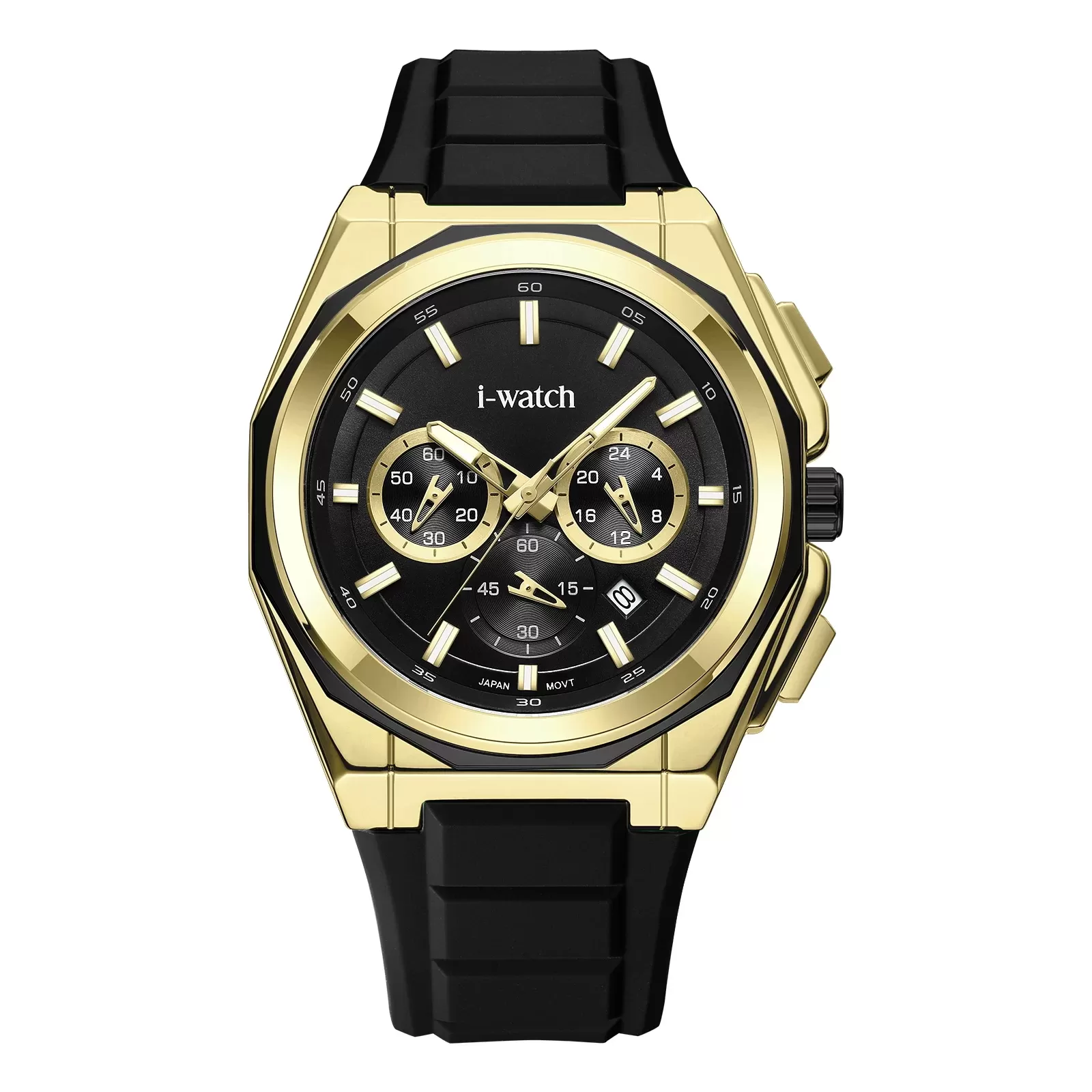 ساعت مچی iWatch مدل 190311M بند سیلیکونی سبز و بدنه طلایی