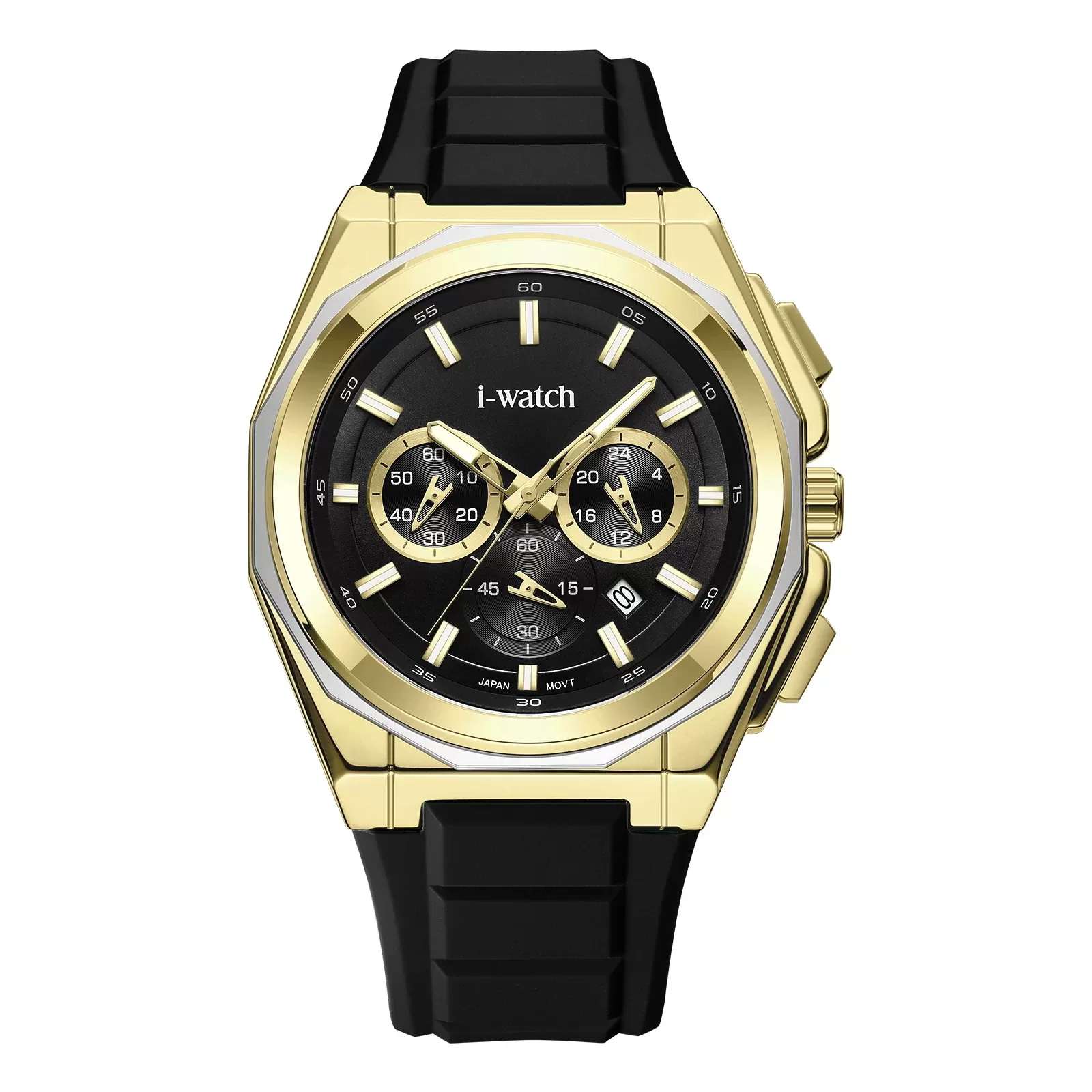 ساعت مچی iWatch مدل 190311M بند سیلیکونی سبز و بدنه طلایی