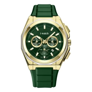 ساعت مچی iWatch مدل 190311M بند سیلیکونی سبز و بدنه طلایی