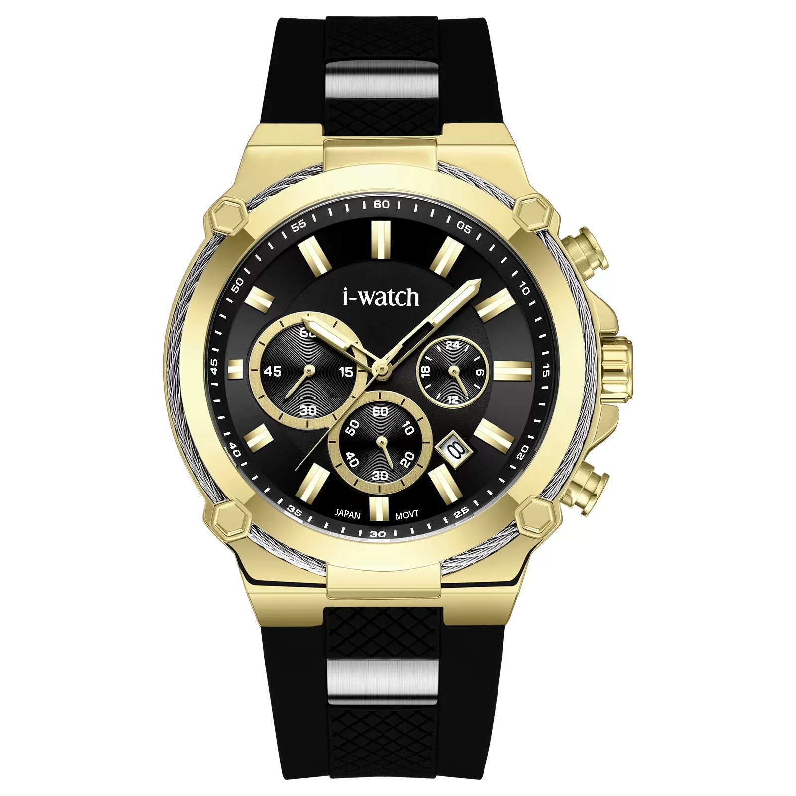 ساعت مچی iWatch مدل 190312M بند سیلیکونی سبز و بدنه طلایی