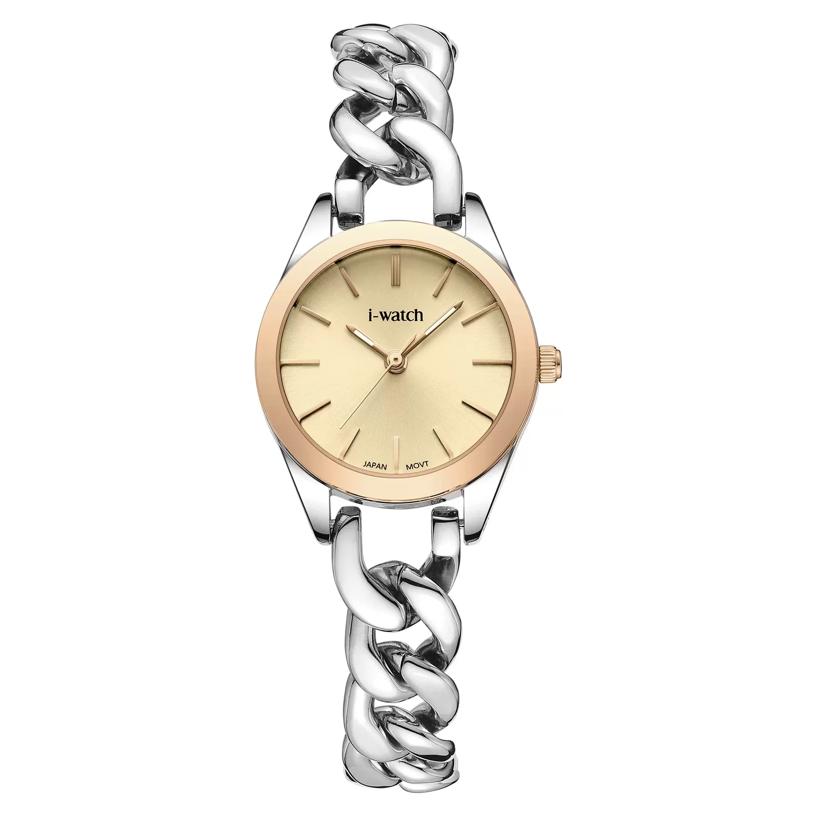 ساعت مچی زنانه iWatch مدل 190289L بند استیل طلایی