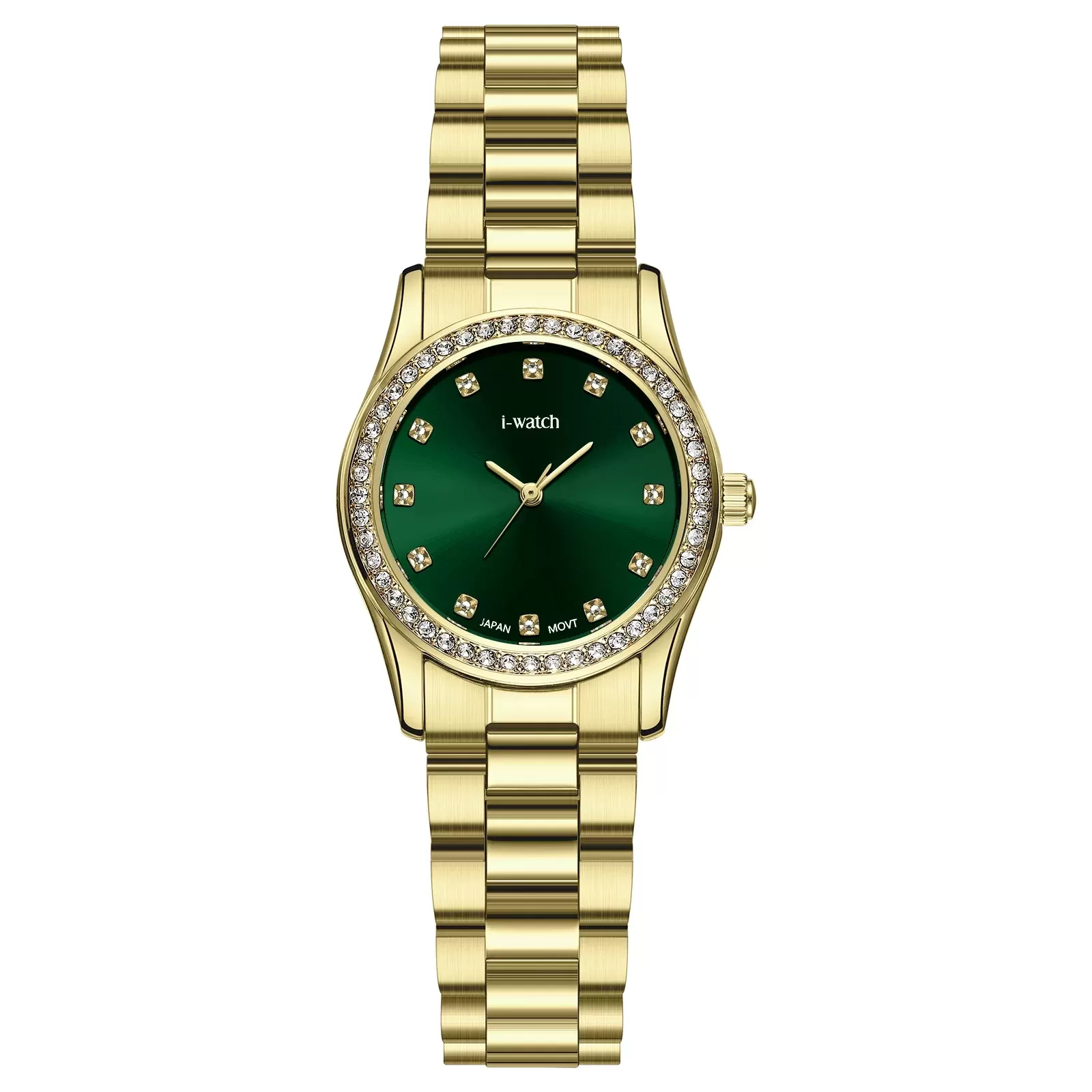 ساعت مچی زنانه iWatch مدل 190299L بند استیل طلایی