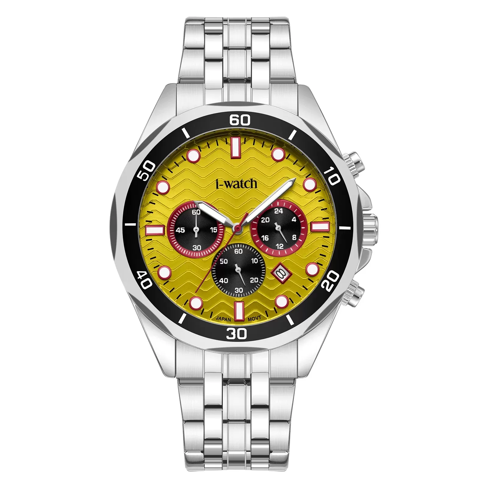 ساعت مچی مردانه برند iWatch مدل 195306M بند استیل طلایی
