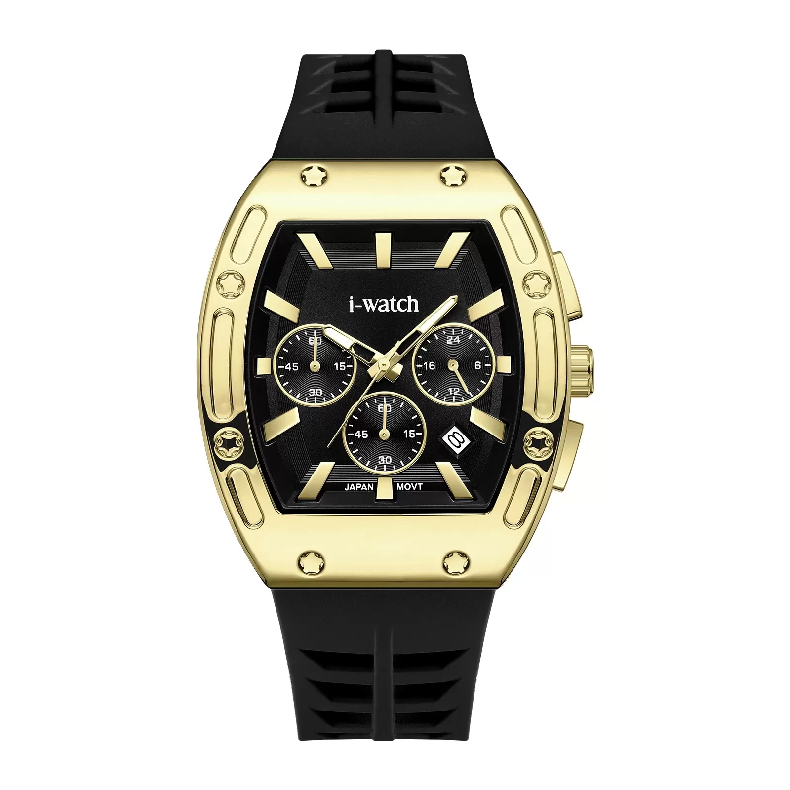 ساعت مچی iWatch مدل 190314M بند سیلیکونی سبز و بدنه طلایی
