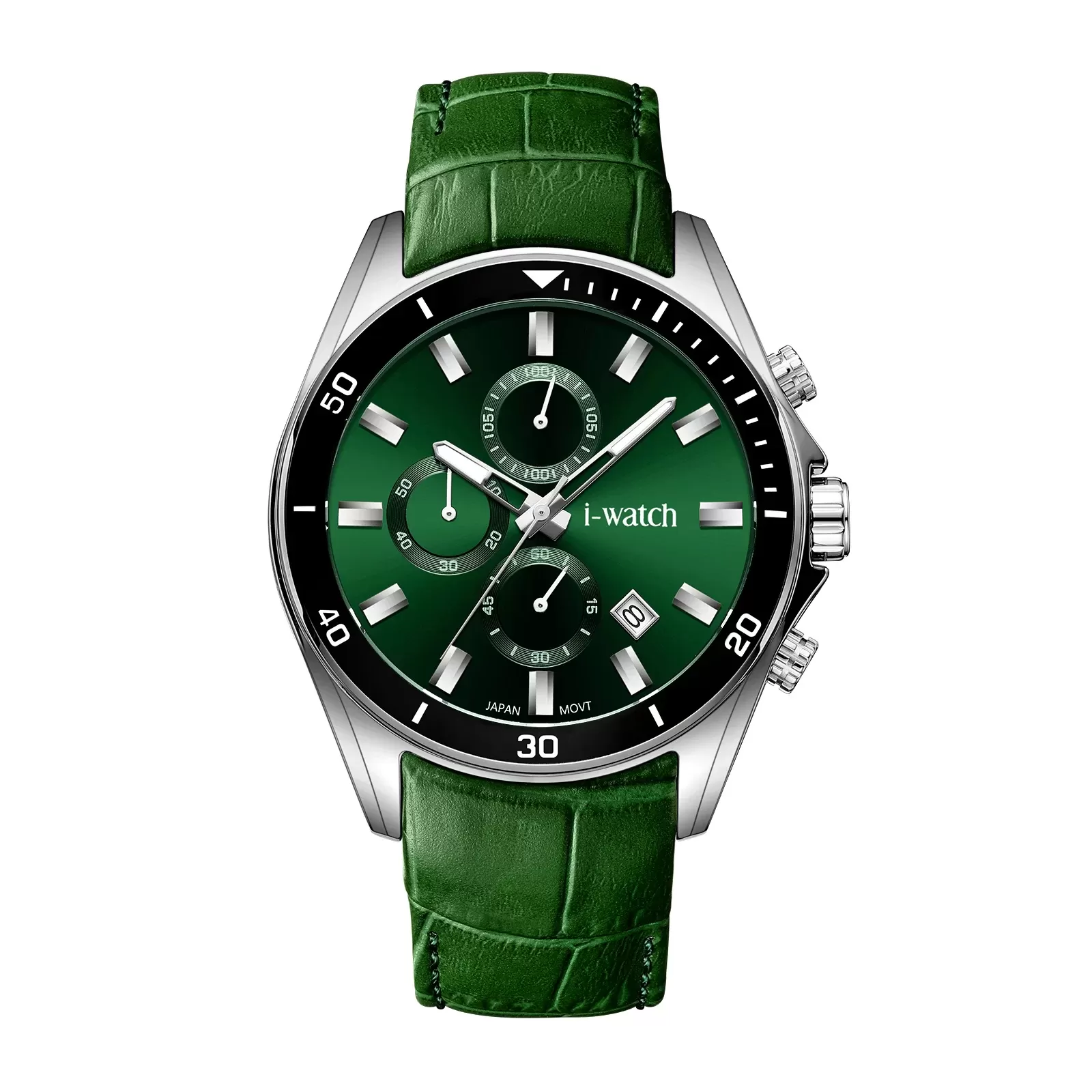 ساعت مچی مردانه iWatch مدل 190318M بند چرمی سبز