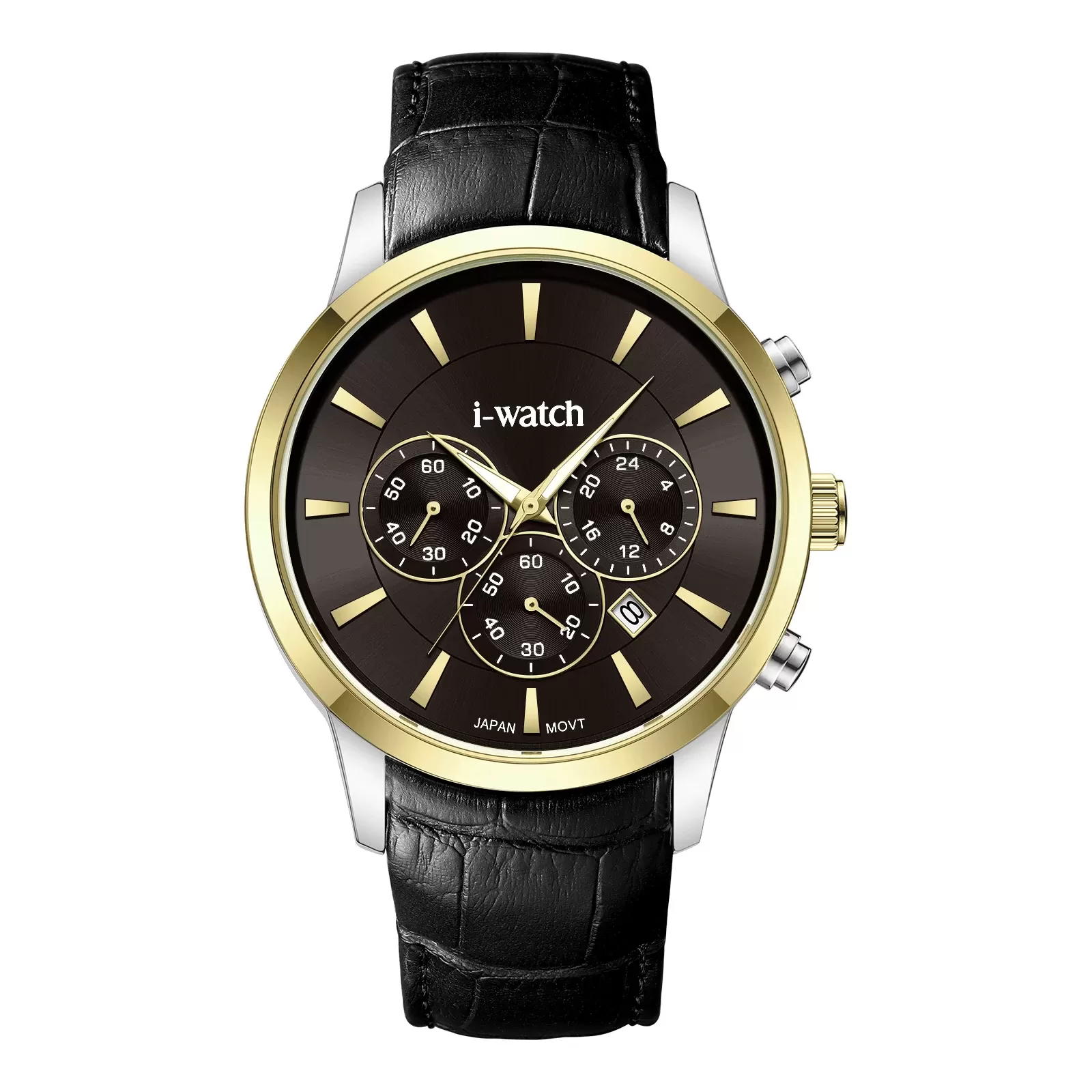 ساعت مچی مردانه برند iWatch مدل 190320M بند چرم مشکی
