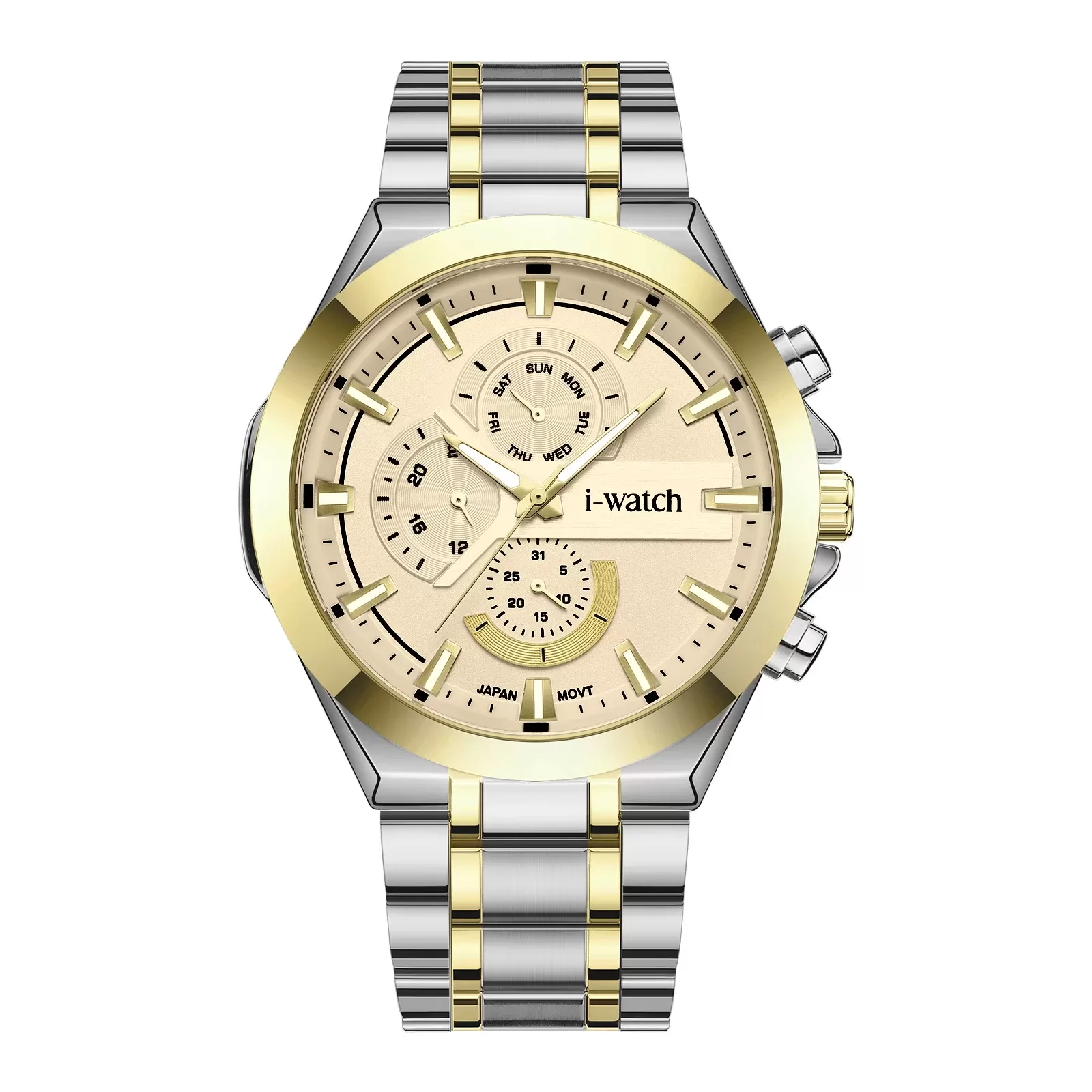 ساعت مچی مردانه برند iWatch مدل 190324M طلایی و سفید