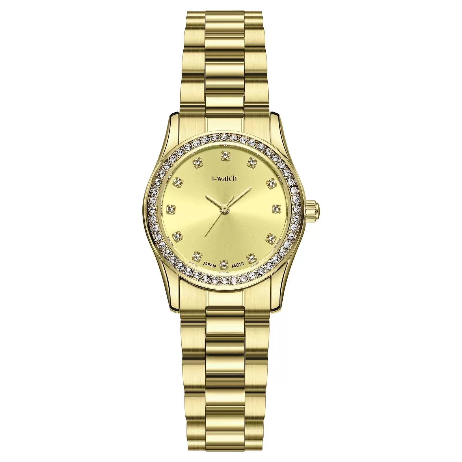 ساعت مچی زنانه iWatch مدل 190299L بند استیل طلایی