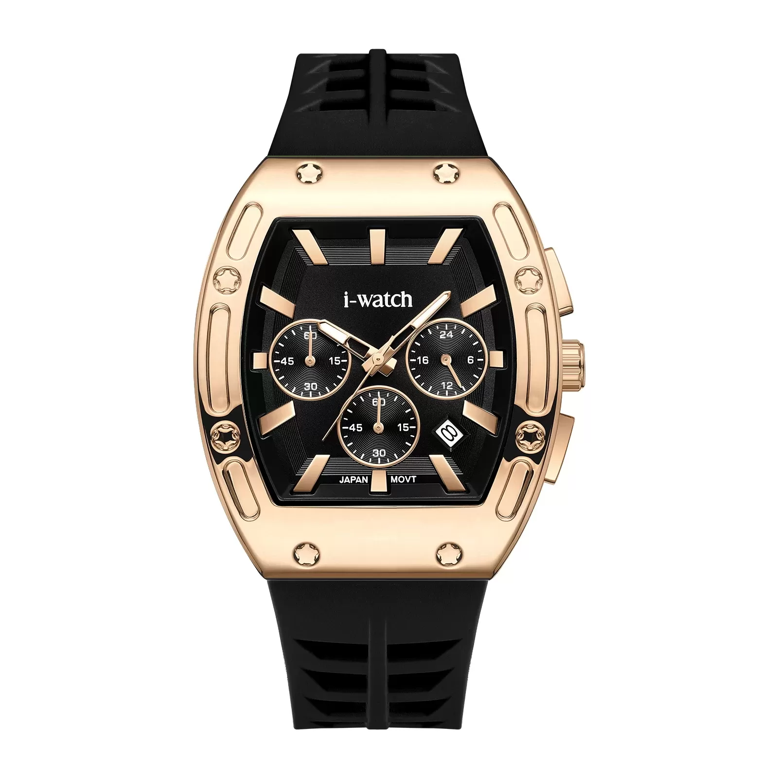 ساعت مچی iWatch مدل 190314M بند سیلیکونی سبز و بدنه طلایی
