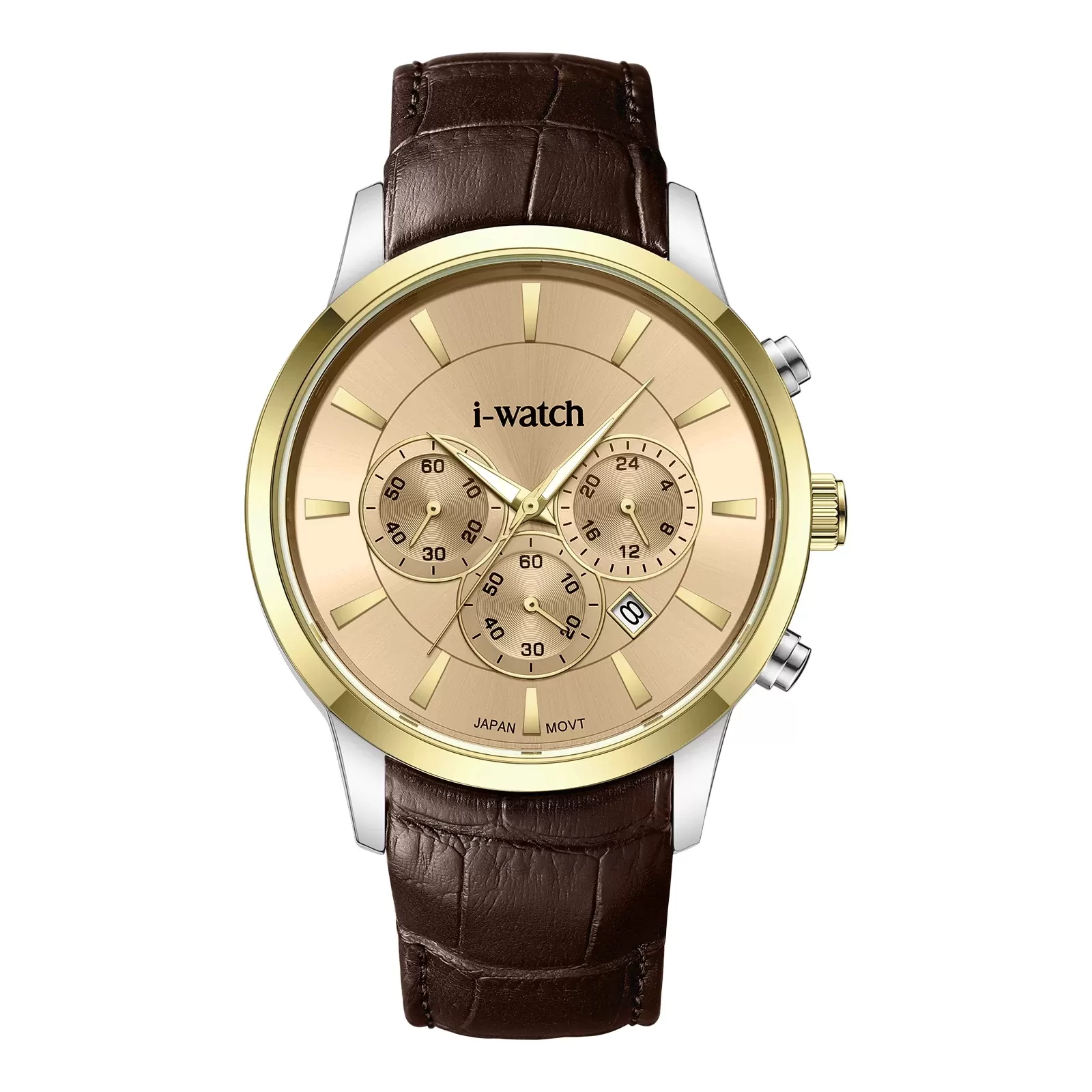 ساعت مچی مردانه برند iWatch مدل 190320M بند چرم مشکی