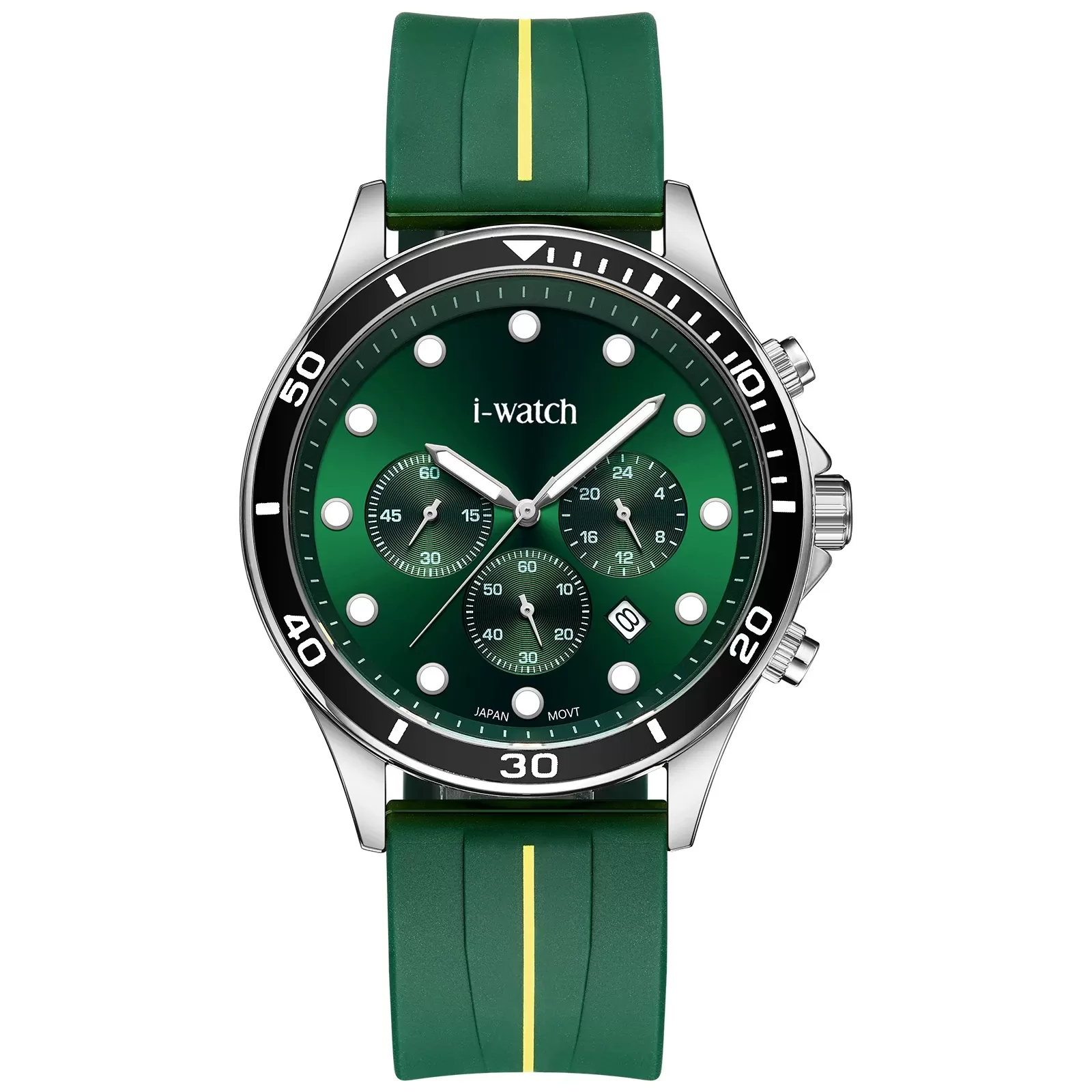 ساعت مچی مردانه برند iWatch مدل 190316M بند سیلیکونی سبز