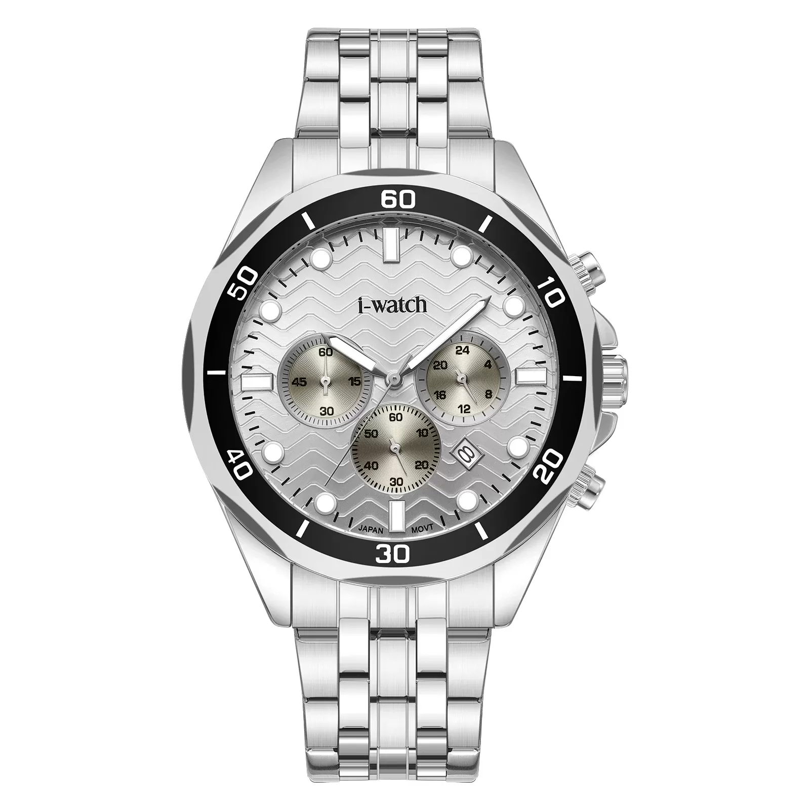ساعت مچی مردانه برند iWatch مدل 195306M بند استیل طلایی