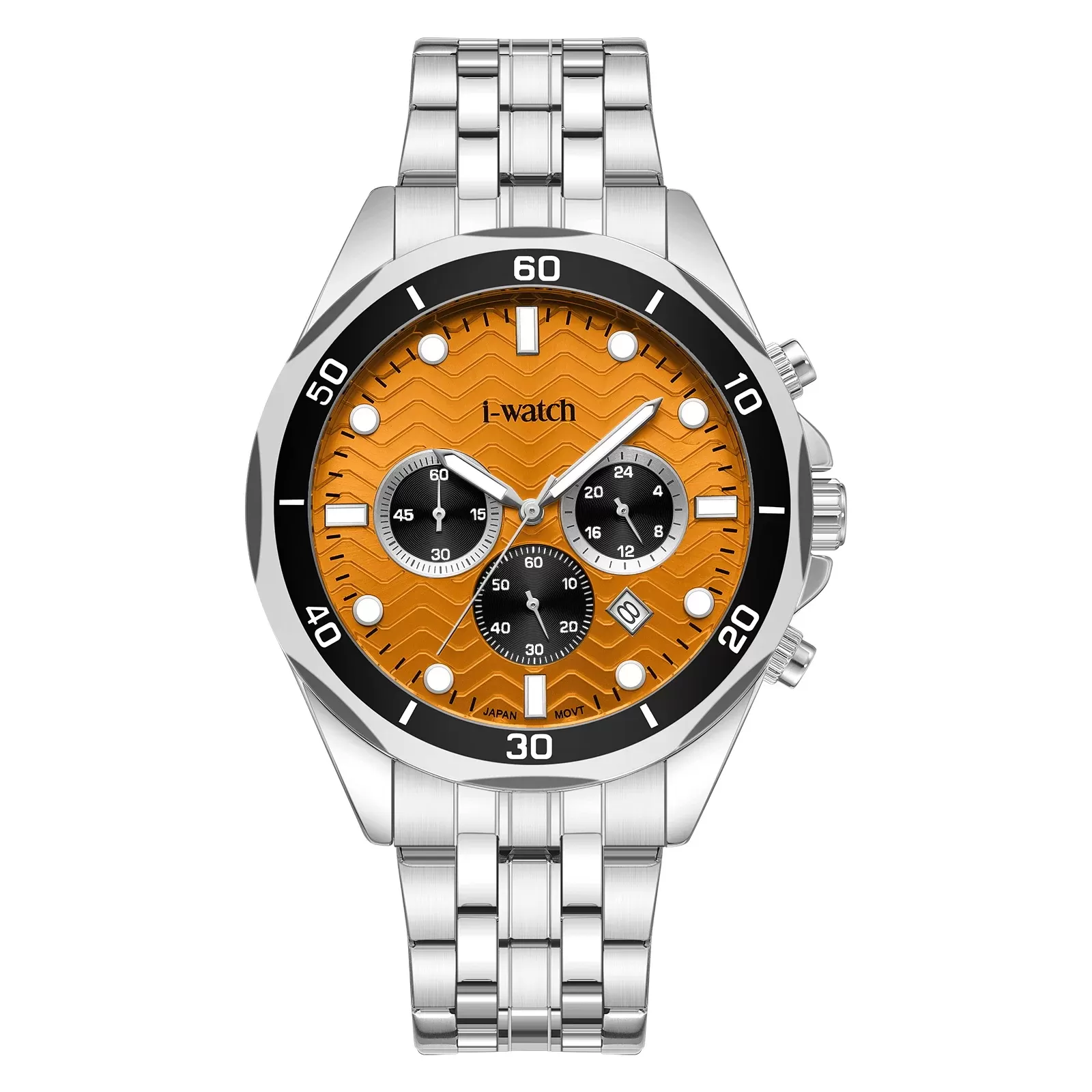 ساعت مچی مردانه برند iWatch مدل 195306M بند استیل طلایی