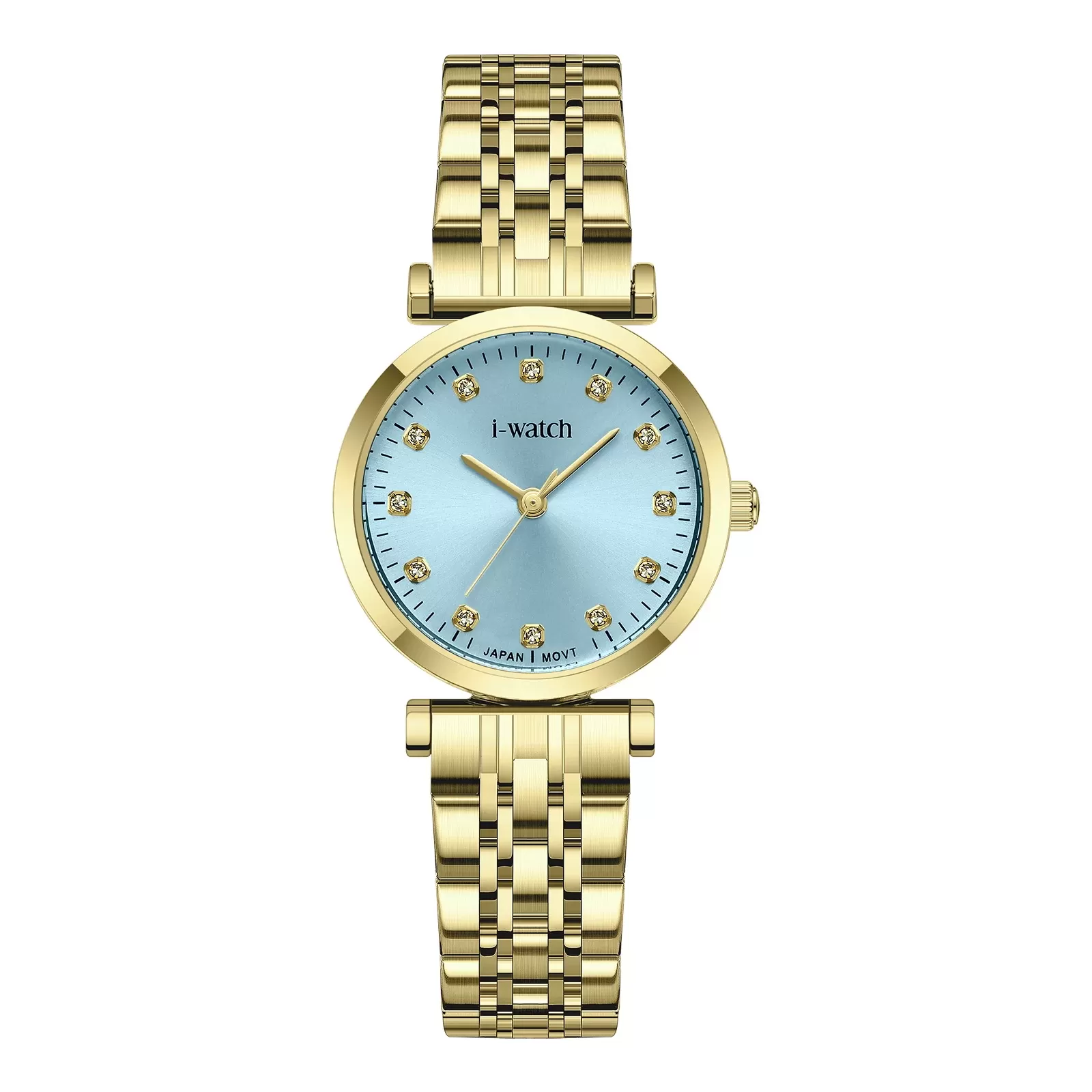 ساعت مچی زنانه iWatch مدل 190286L بند استیل طلایی