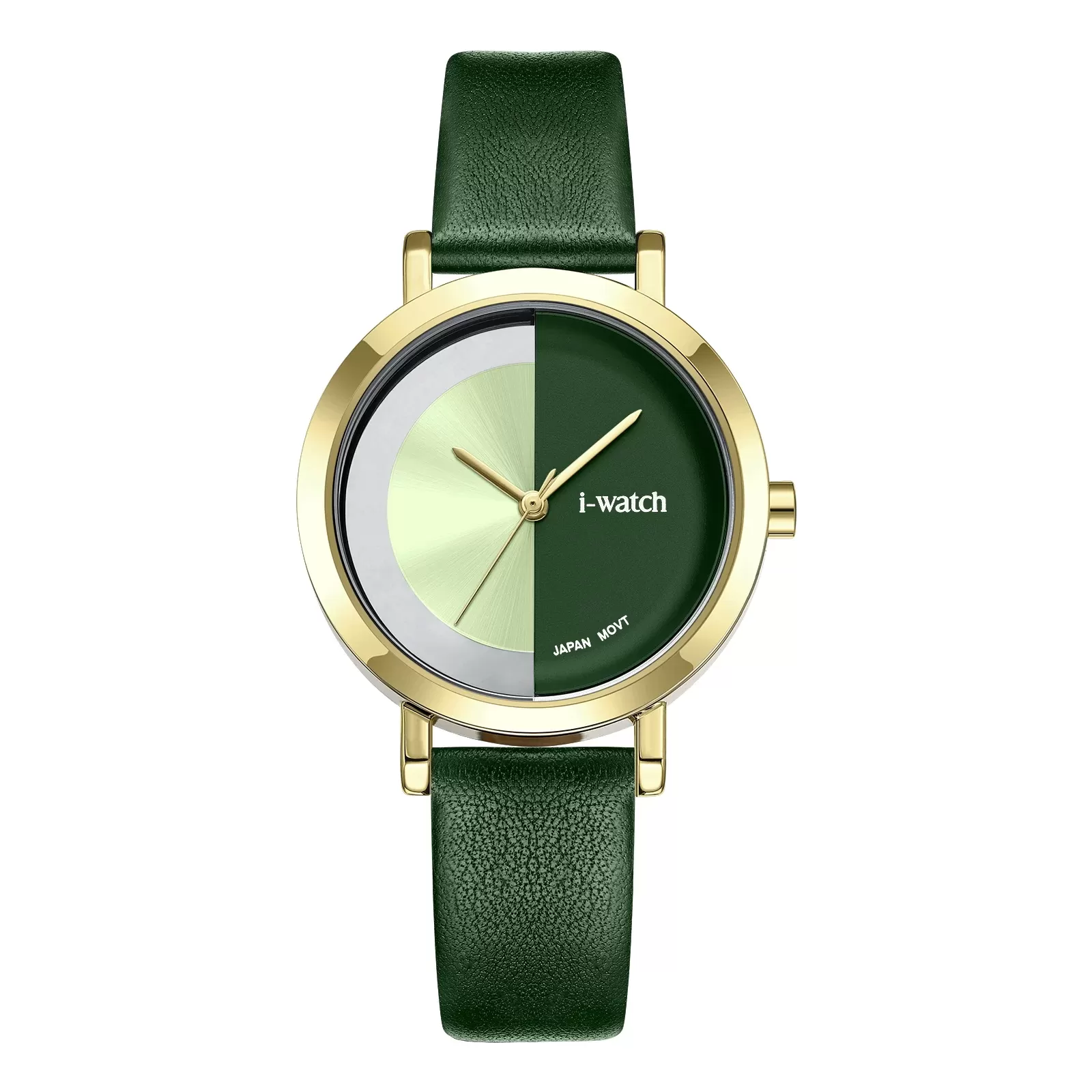 ساعت مچی iWatch مدل 190297L بند چرم مشکی و بدنه طلایی