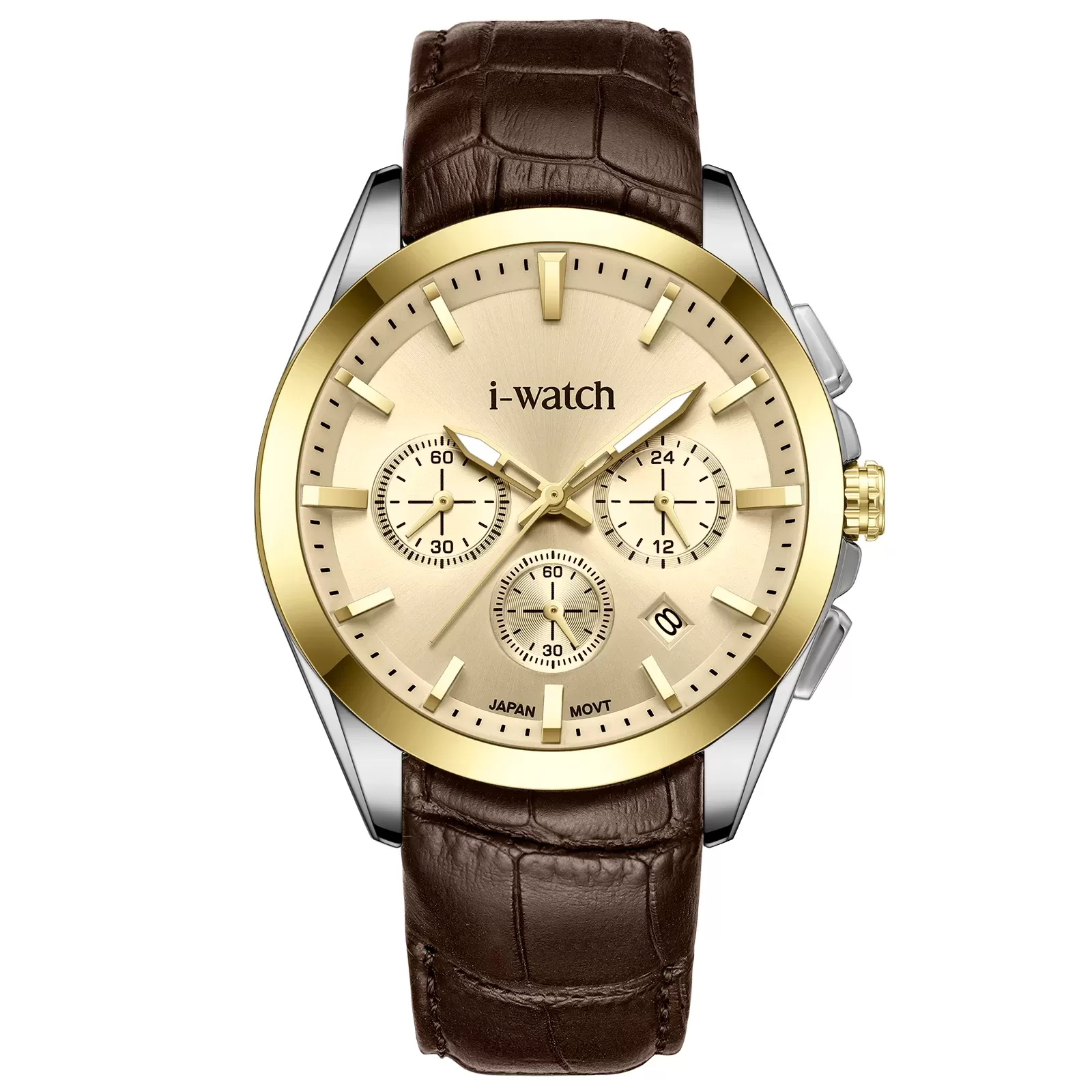 ساعت مچی مردانه برند iWatch مدل 190319M بند چرم مشکی